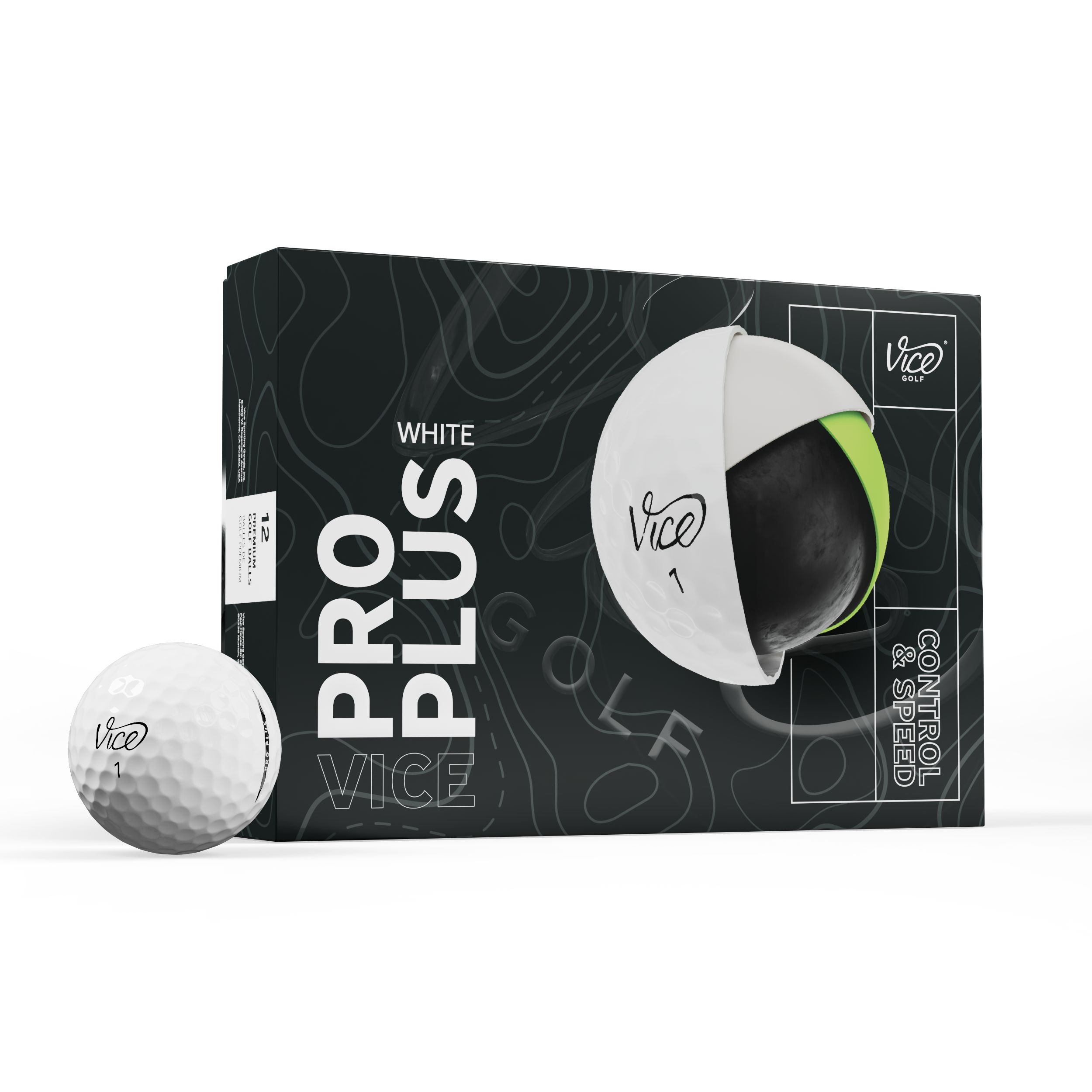 Vice Golf Pro Plus Golf Balls - 12 Pack Composite_or_Mixed