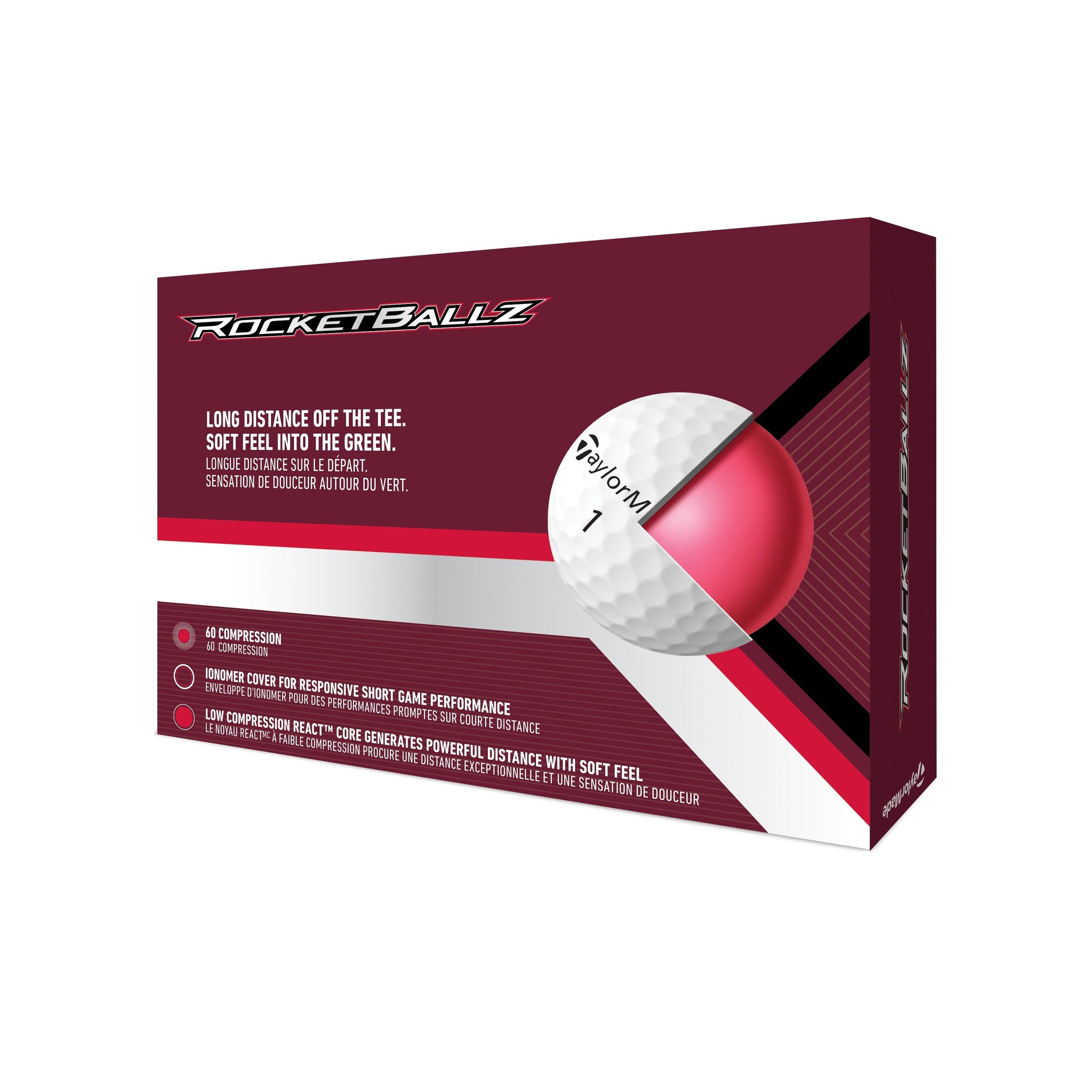 TaylorMade Rocketballz Soft Golf Balls - 12 Pack Back_Angled_Right
