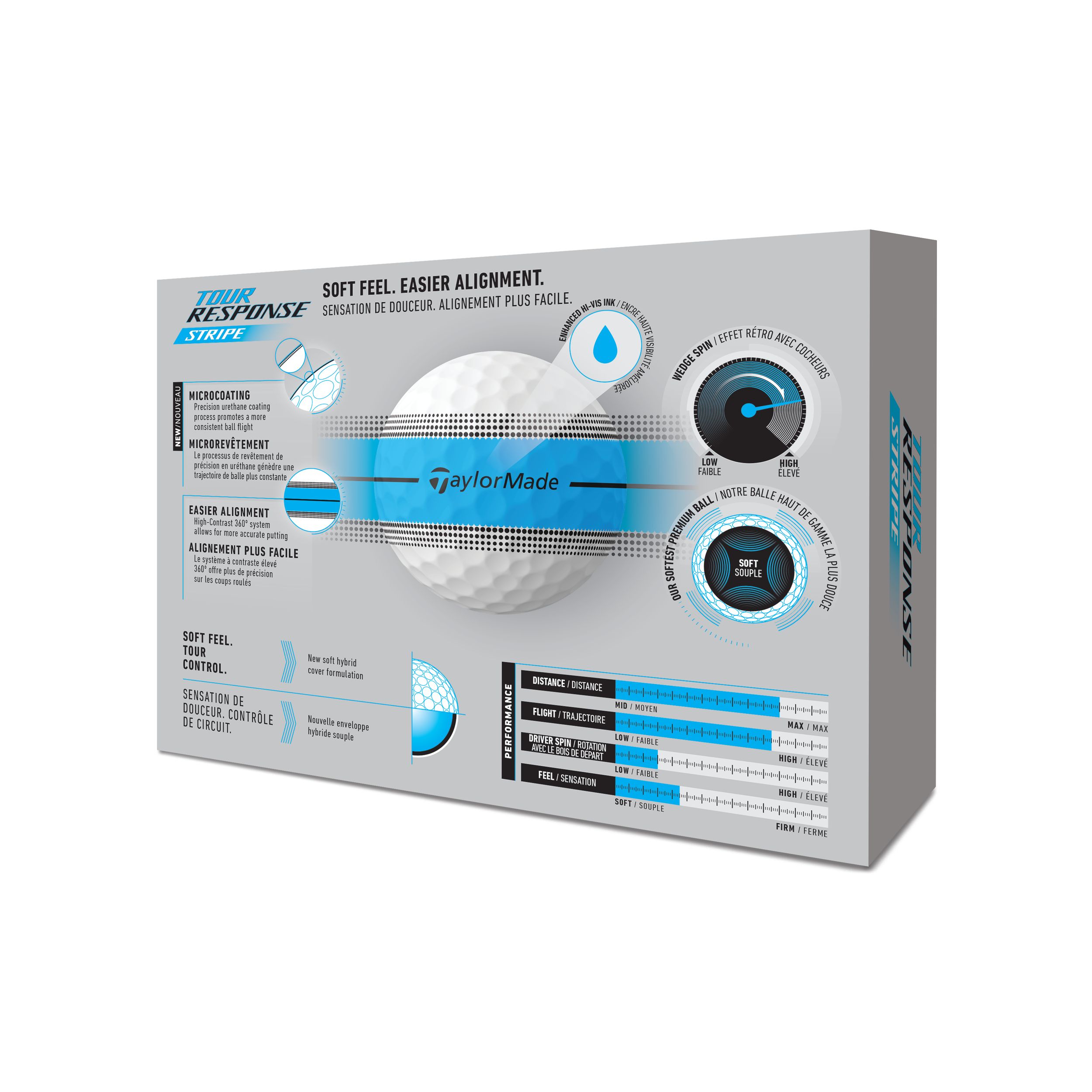 TaylorMade Tour Response Stripe 2026 Men's Golf Balls 12-pk Back_Angled_Right