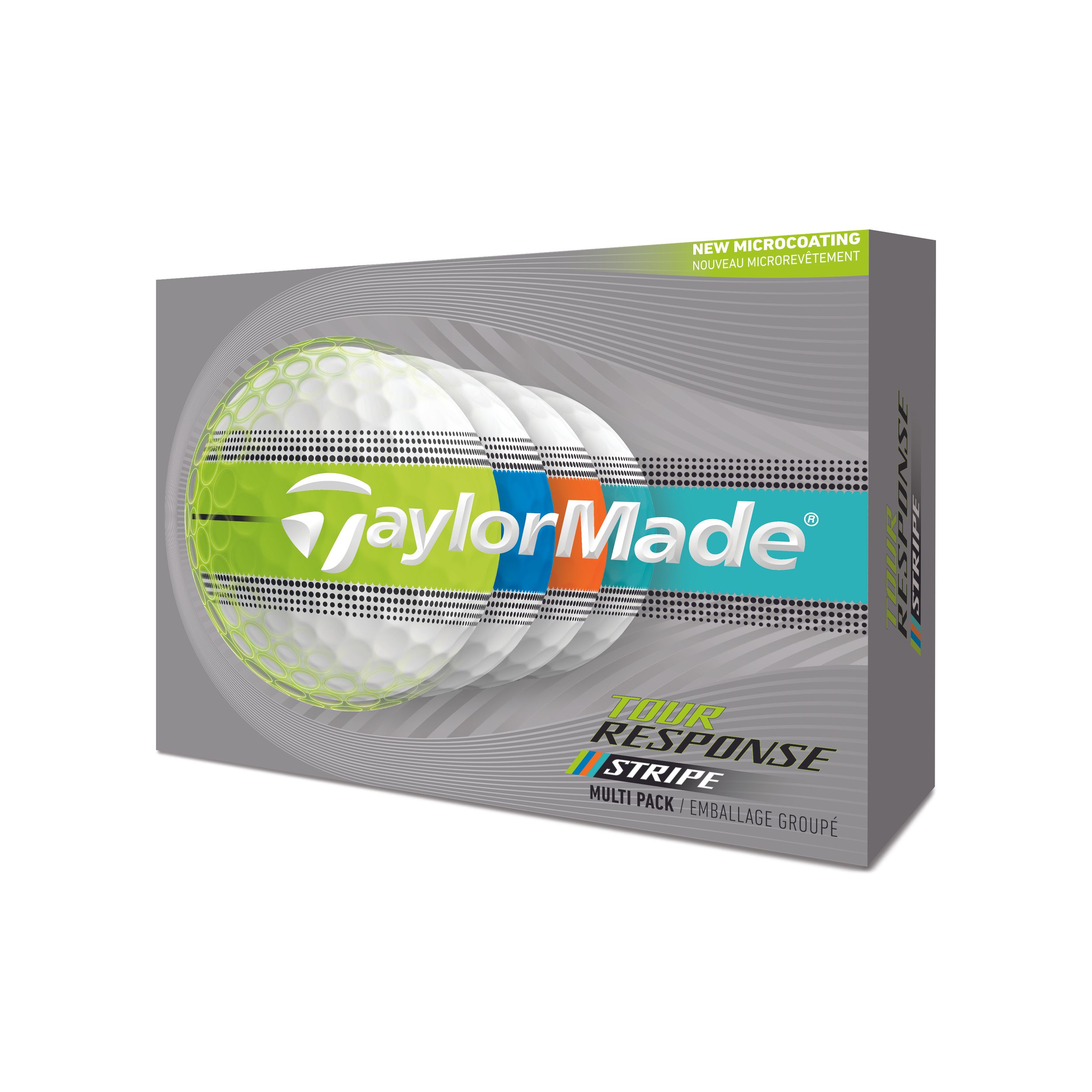 TaylorMade Tour Response Stripe 2026 Men's Golf Balls 12-pk Front_Angled_Left