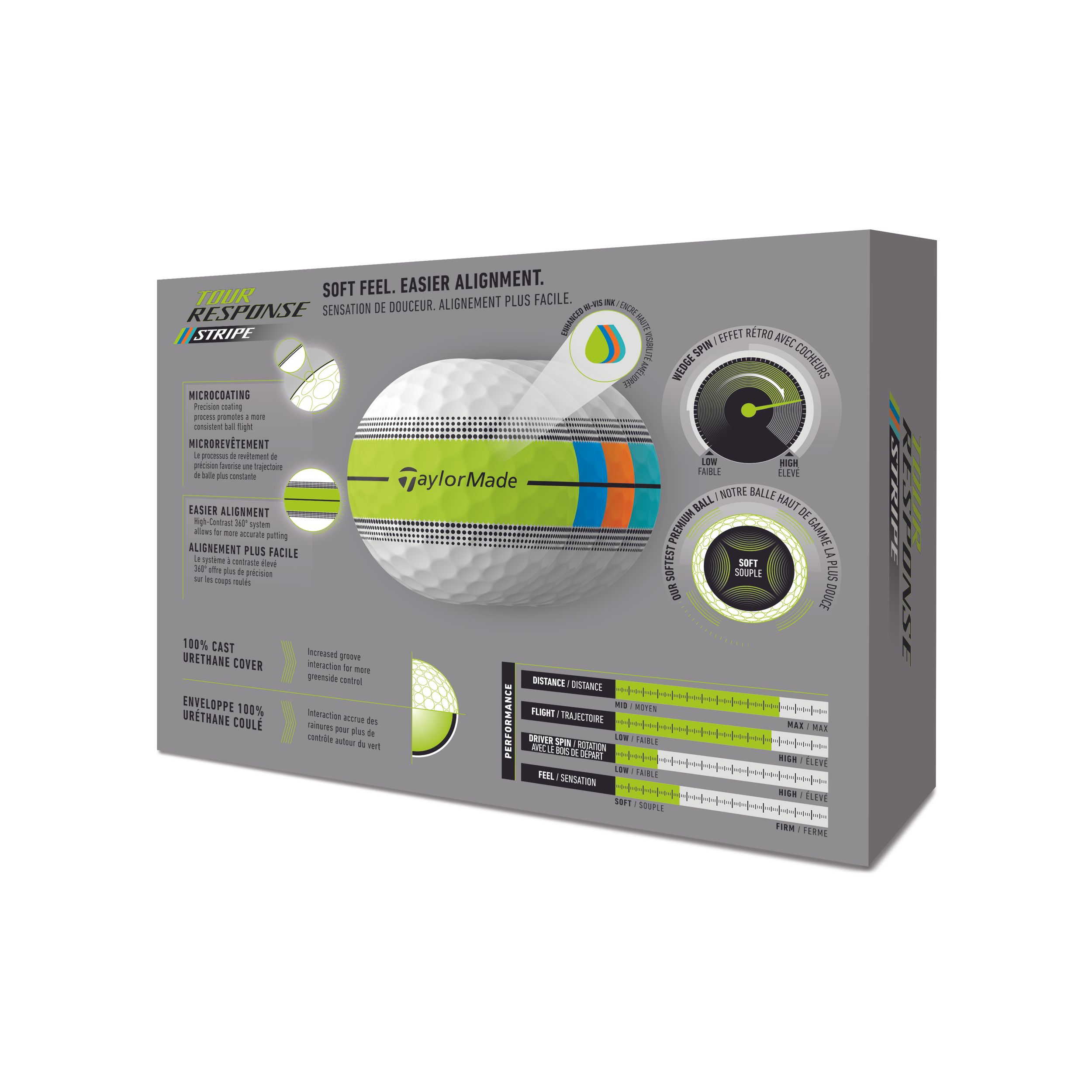 TaylorMade Tour Response Stripe 2026 Men's Golf Balls 12-pk Back_Angled_Right