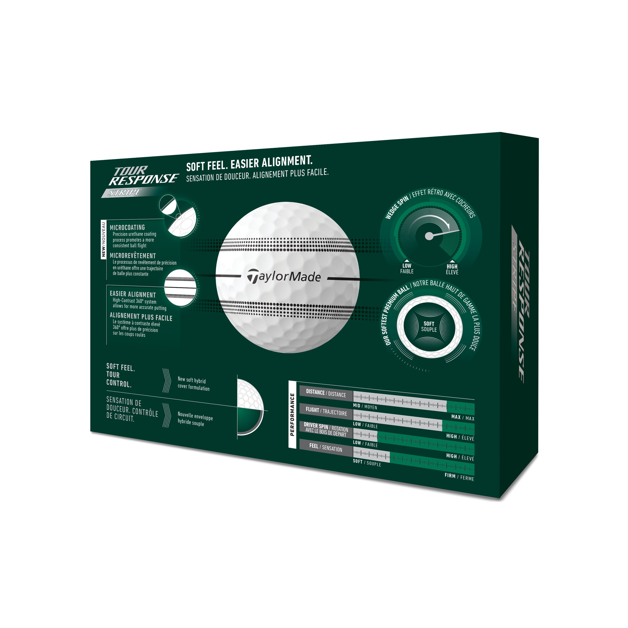 TaylorMade Tour Response Stripe 2026 Men's Golf Balls 12-pk Back_Angled_Right