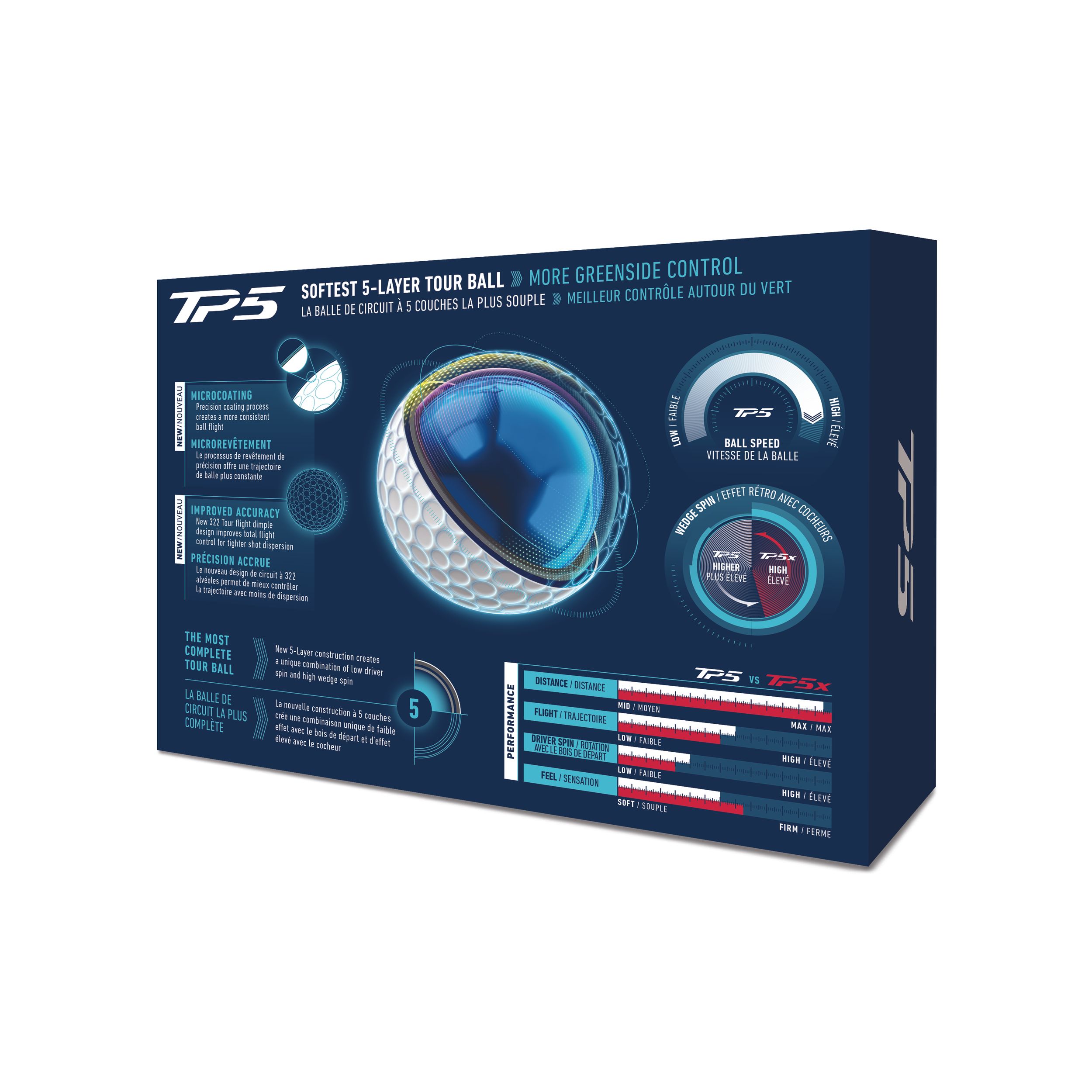 TaylorMade TP5 2026 Men's Golf Balls 12-pk Back_Angled_Right