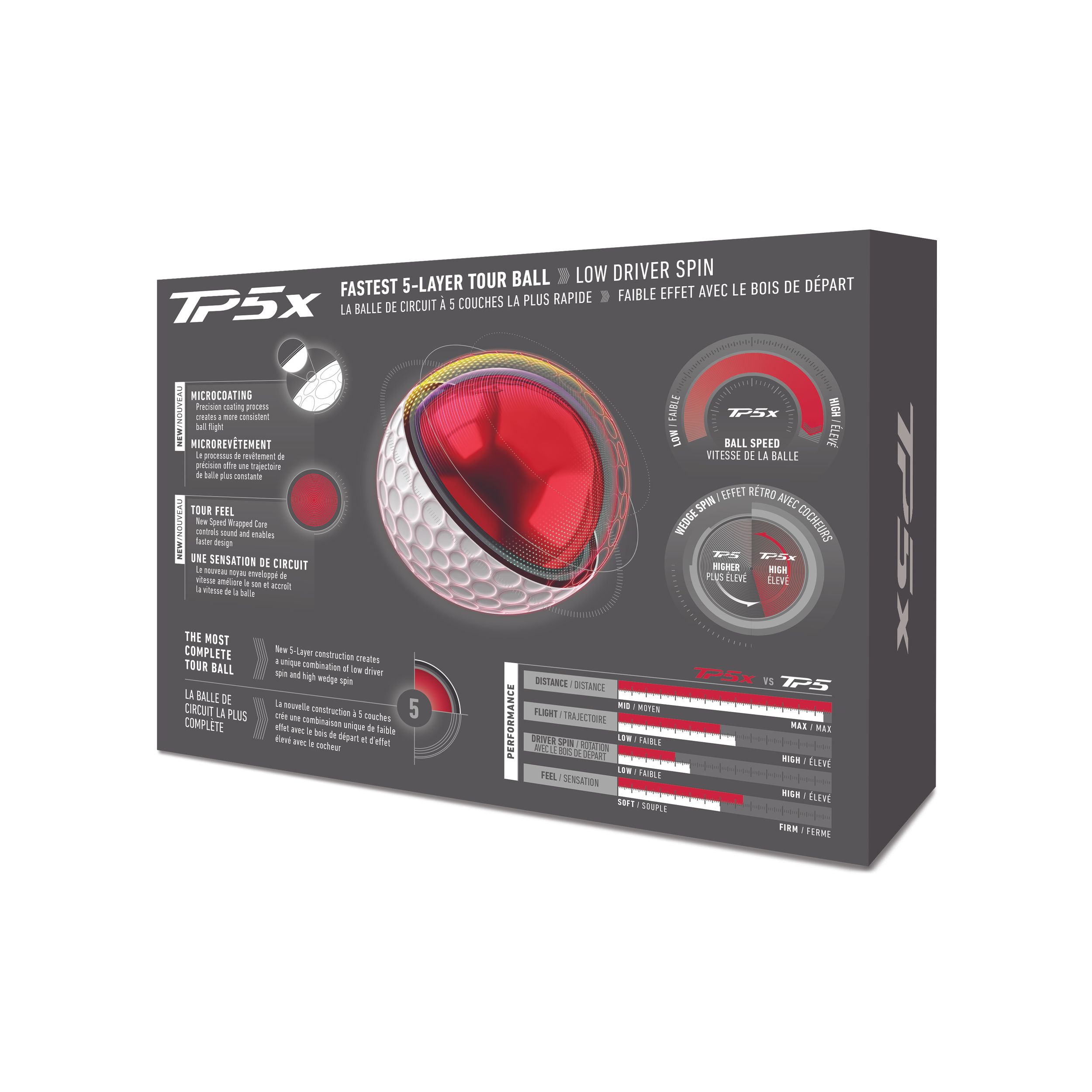 TaylorMade TP5X 2026 Men's Golf Balls - 12pk Back_Angled_Right