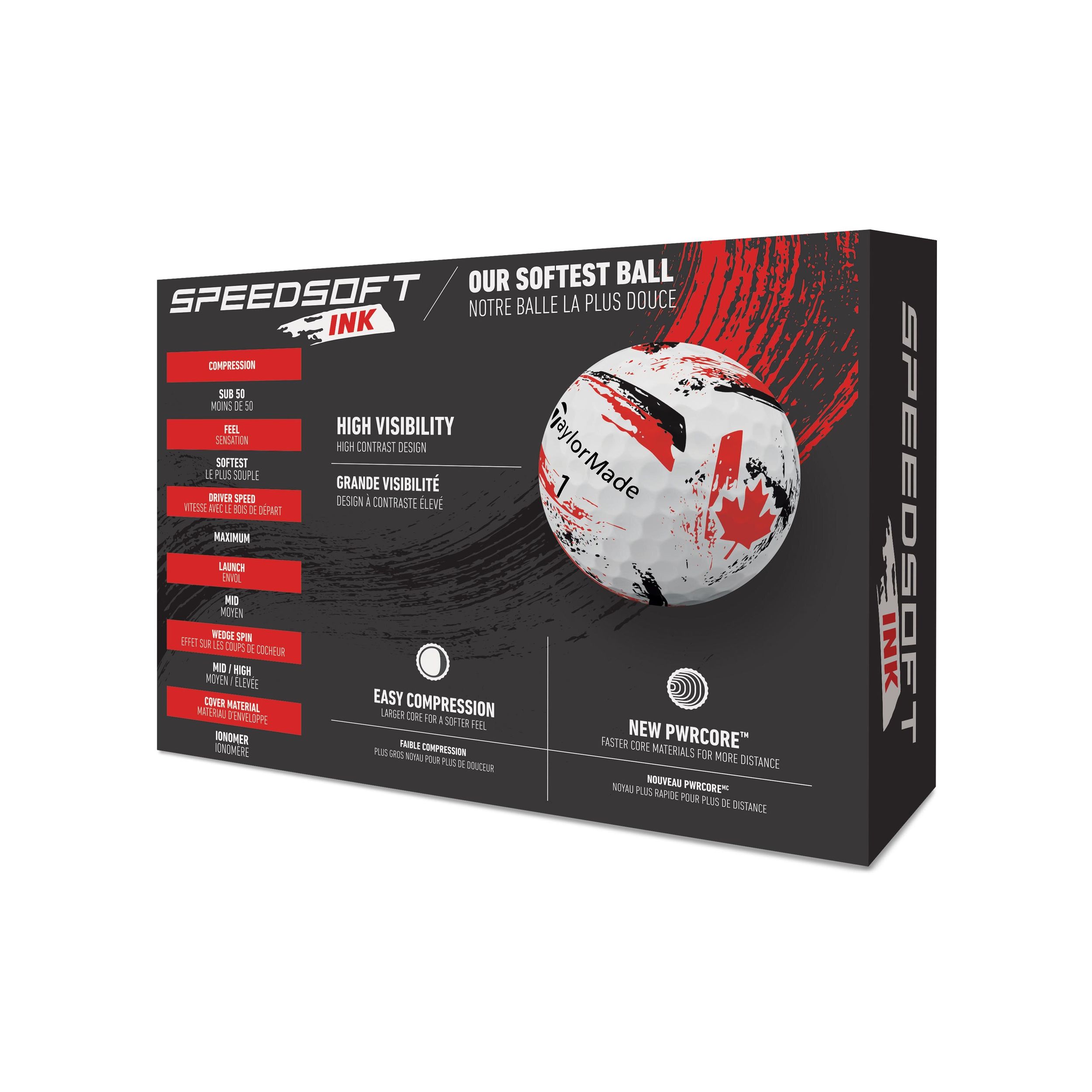 TaylorMade SpeedSoft Ink Men's Golf Balls Pack Back_Angled_Right