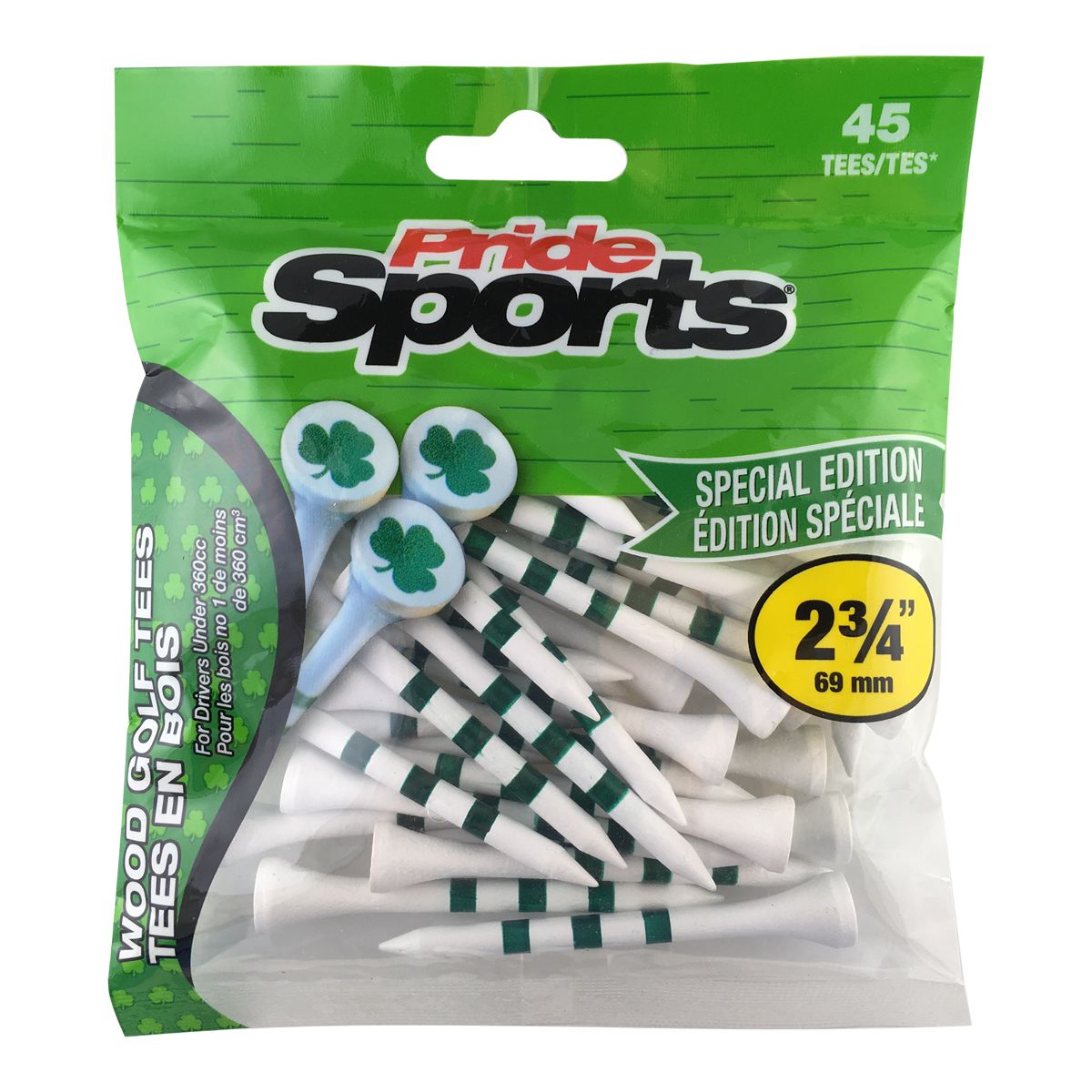 Pride Shamrock 2 3/4 Inch Golf Tees Front_Flat