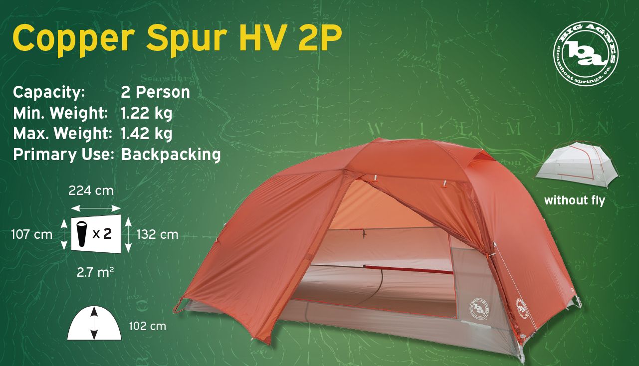 Big Agnes Copper Spur HV UL2 Freestanding Ultralight Comfortable 2 Person Backpacking Tent Front_Angled_Left