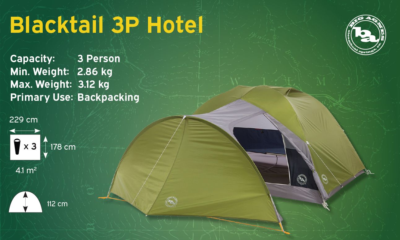 Big Agnes Blacktail Hotel 3 Lightweight Comfortable 3 Person