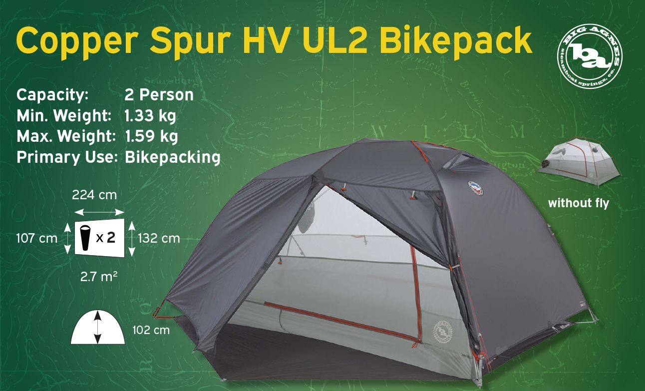 Big Agnes Copper Spur HV UL2 Bikepack 2 Person Tent Front_Three_Fourths_Angled_Left