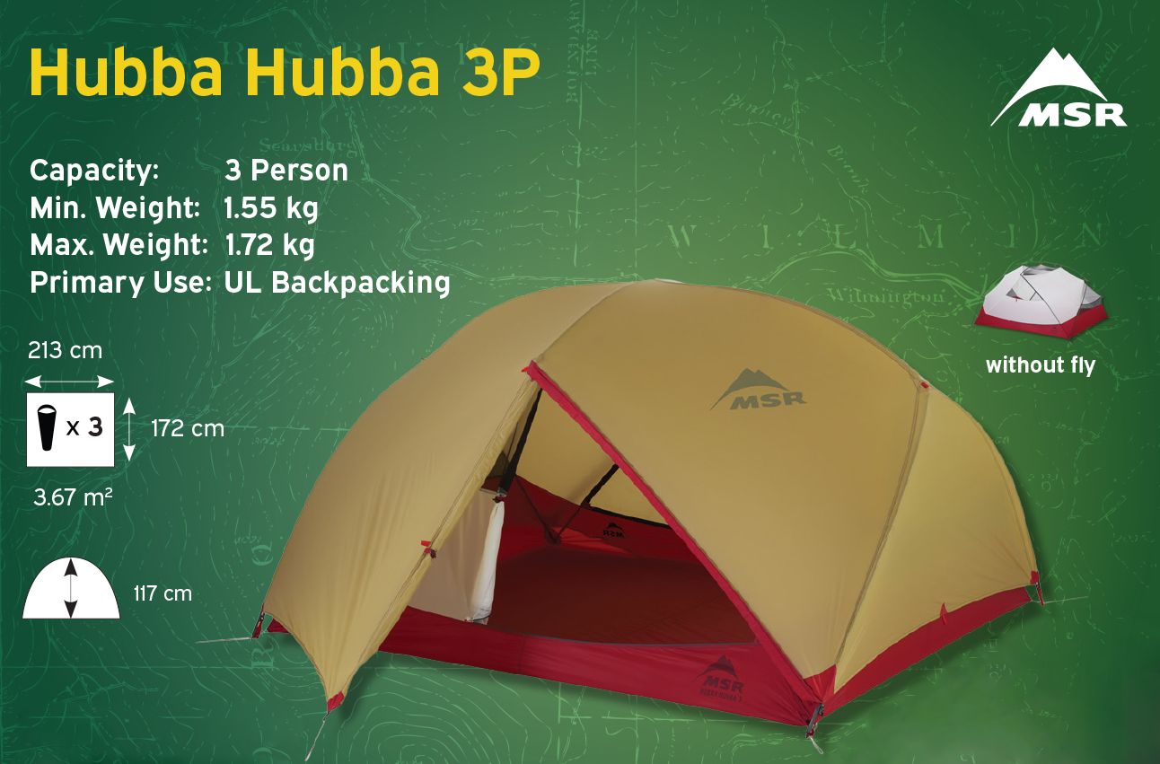 MSR Hubba Hubba Freestanding 3-Person Backpacking Tent