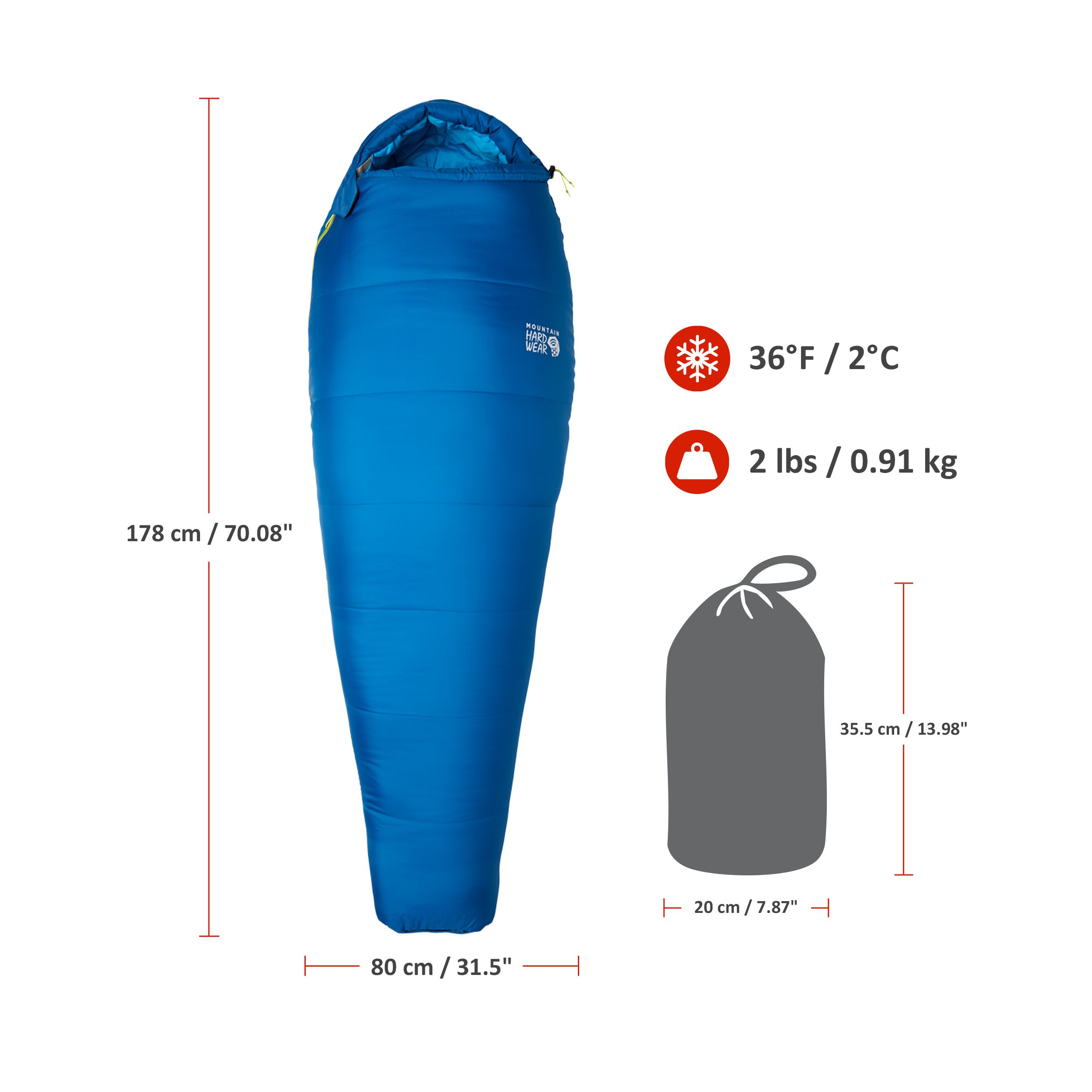 MOUNTAIN HARDWEAR BOZEMAN 30F/-1℃ Mountain Hardwear Unisex Bozeman 30F/-1C Reg, Washed Turq