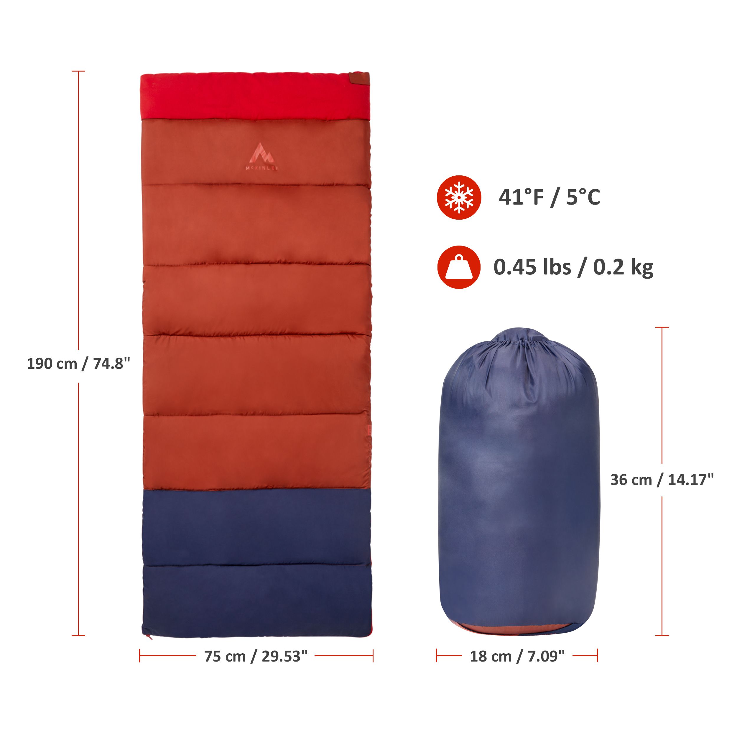 McKinley Camp Flanelle Square Men's Sleeping Bag

5°C/41°F
