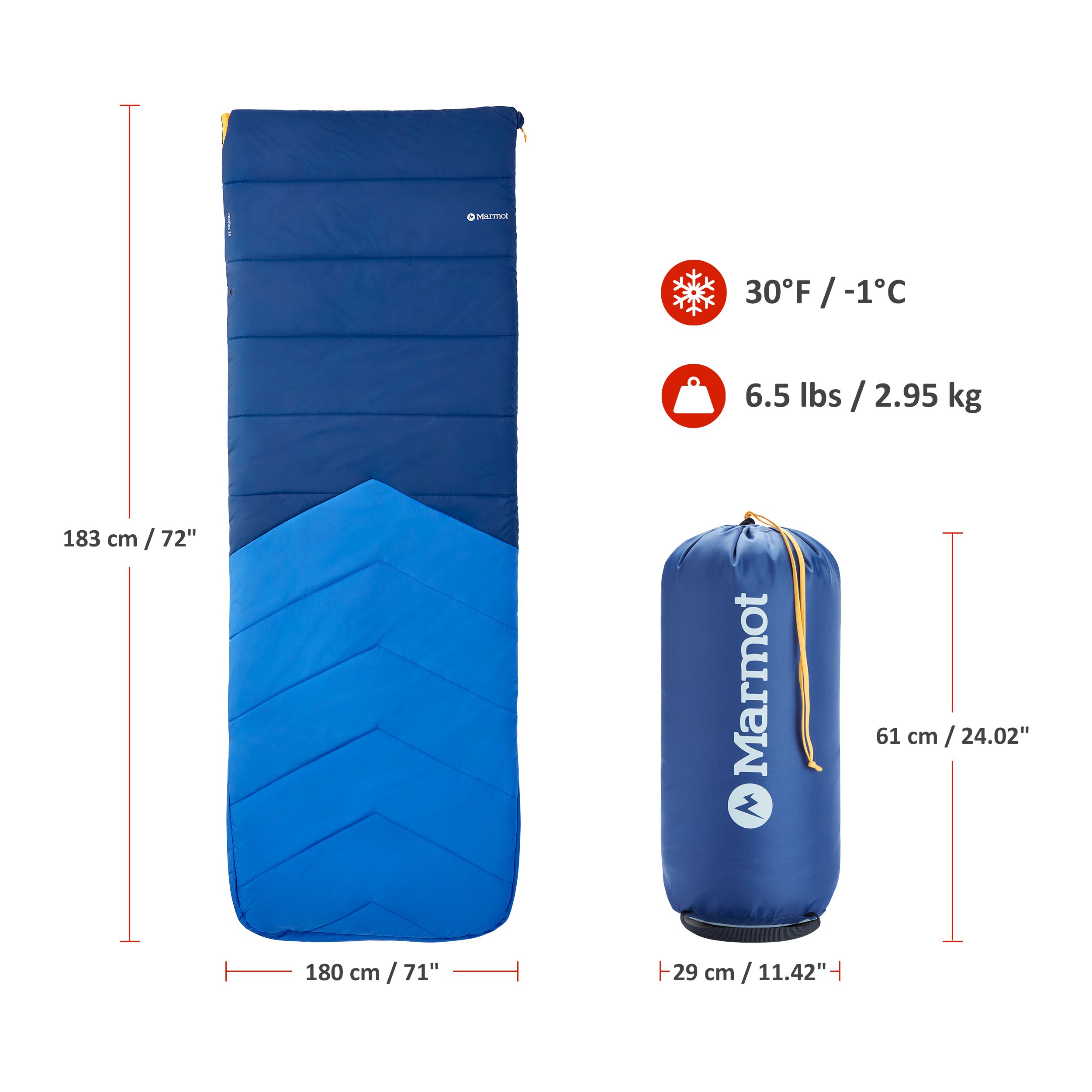 Marmot Pacifica 30°F/-1°C Square Men's Sleeping Bag