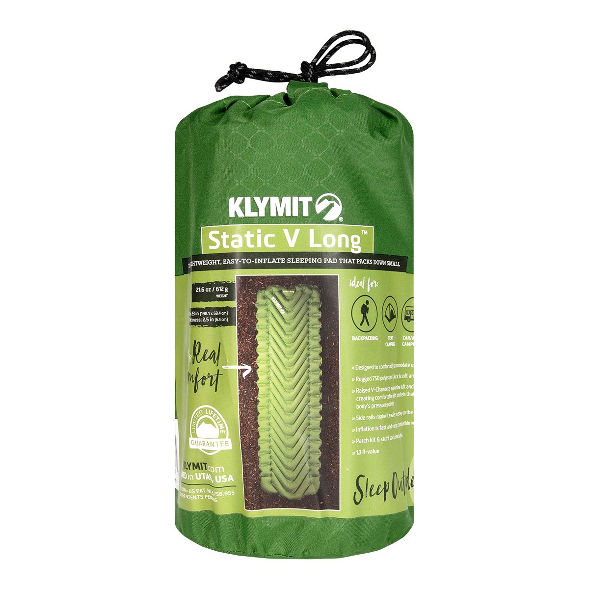 Klymit Static V Long Sleeping Pad Front_Flat