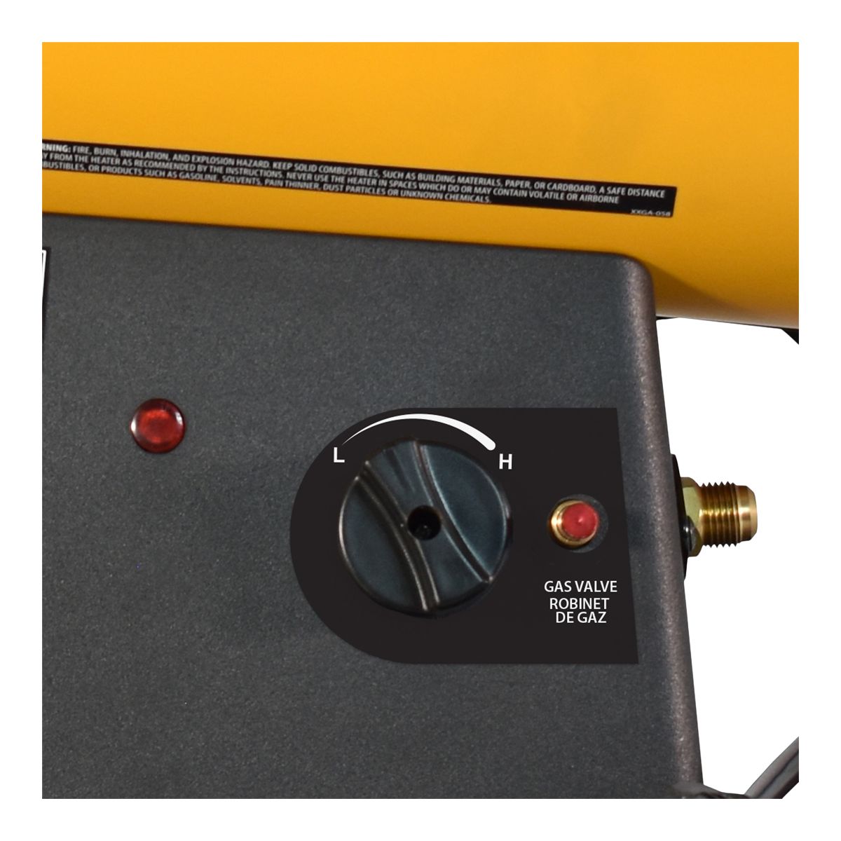 Master 60,000 BTU Battery LP Forced Air Heater CloseUp