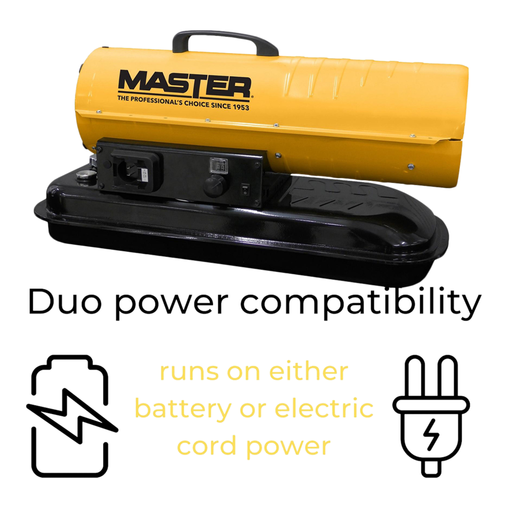 Master 80,000 BTU Battry Krosene Diesel Air Heater Front_Angled_Right