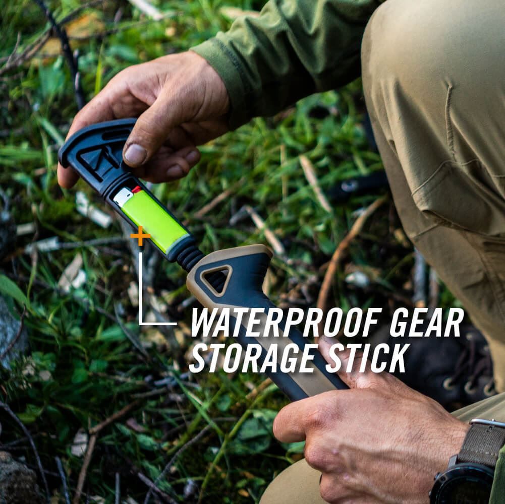 GERBER Bushcraft Hatchet with Waterproof Gear Storage CloseUp