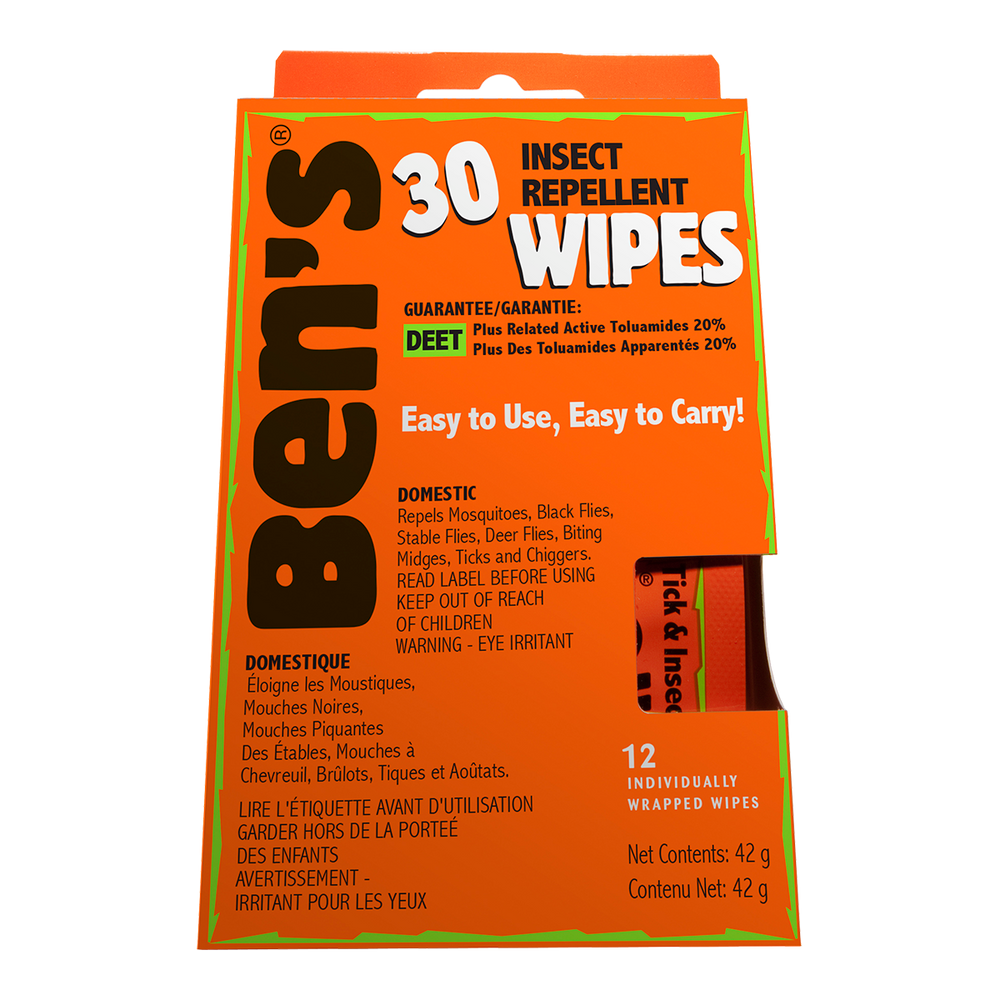 Ben's 30% Deet Tick and Insect Repellent Field Wipes