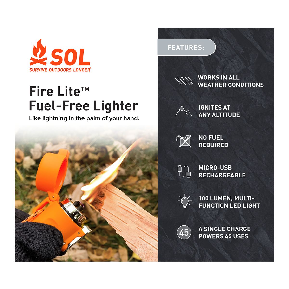 SOL Fire Lite™ Fuel-Free Lighter CloseUp