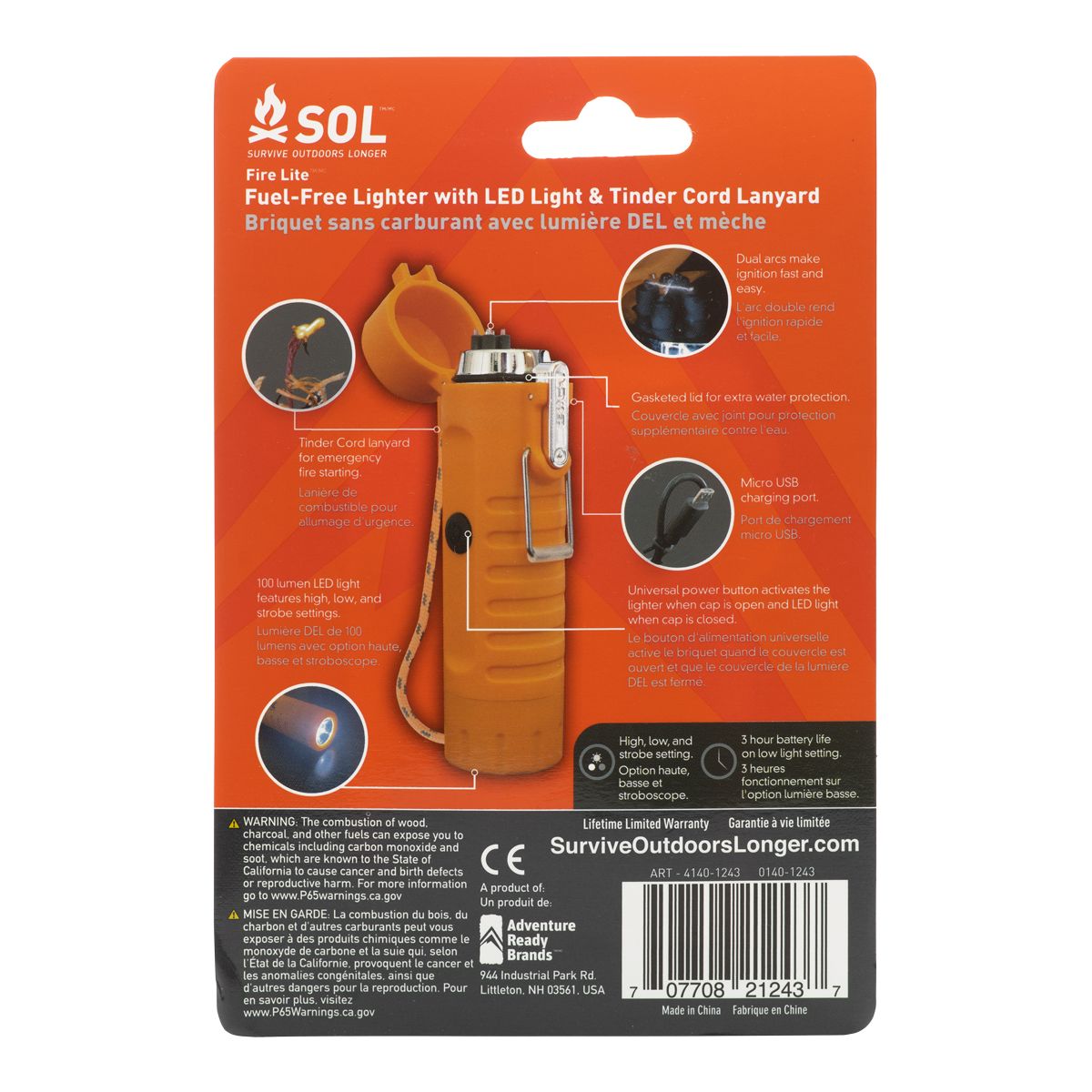 SOL Fire Lite™ Fuel-Free Lighter Back_Flat