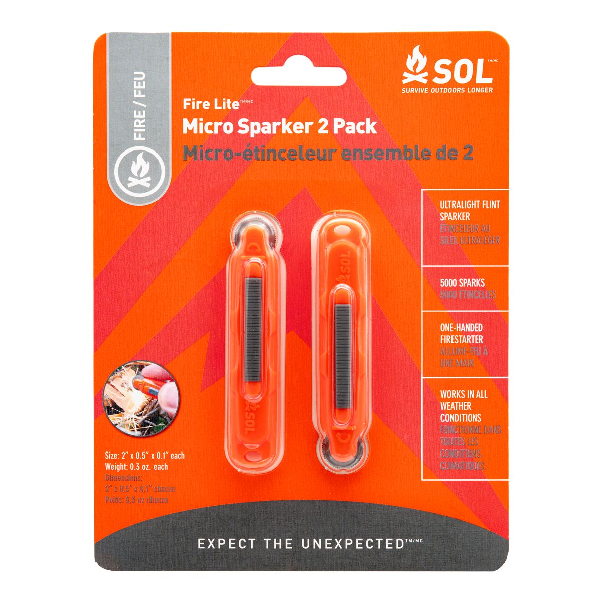 SOL Fire Lite™ Micro Sparker - 2pk Front_Flat