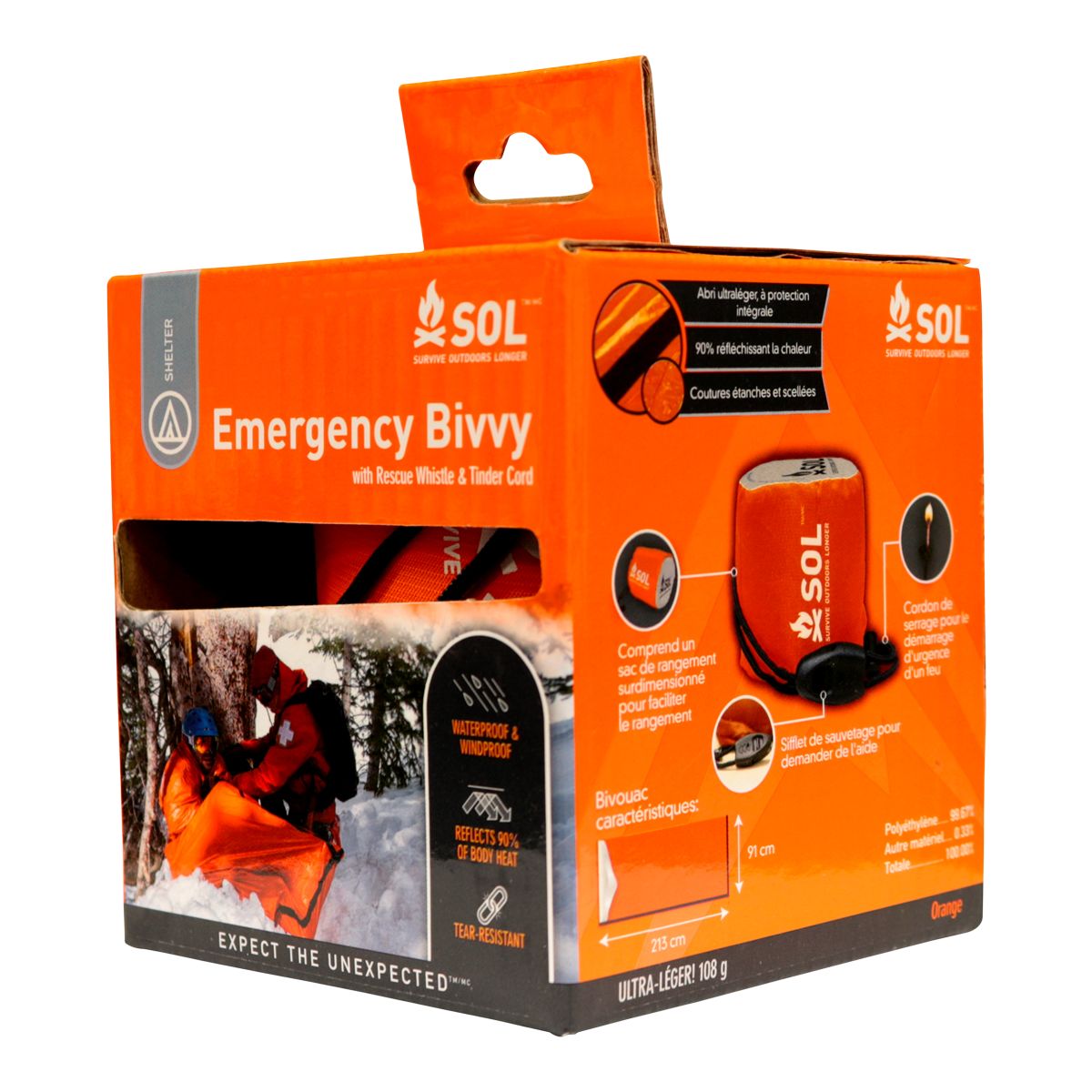 SOL Emergency Bivvy With Rescue Whistle Front_Angled_Left