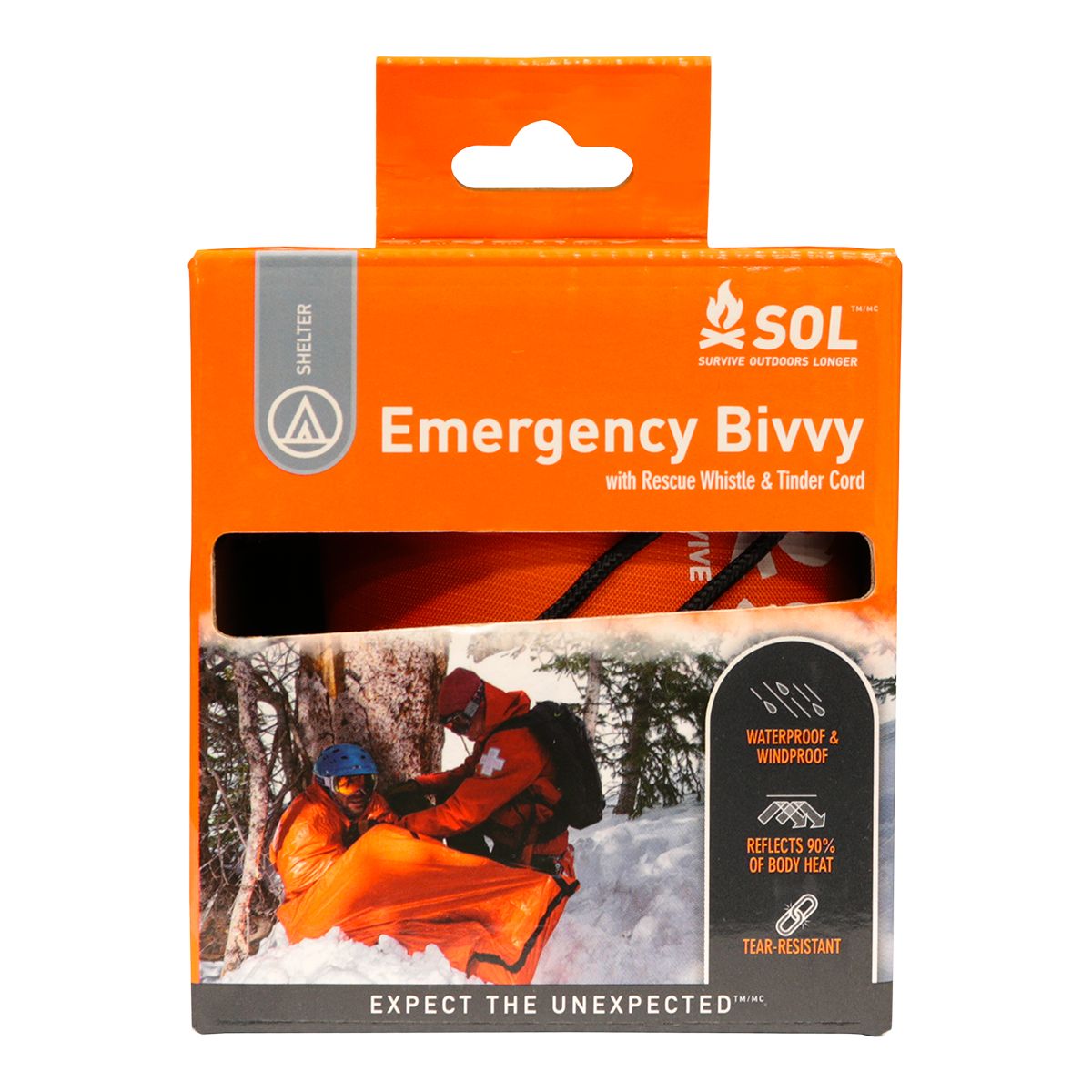 SOL Emergency Bivvy With Rescue Whistle Front_Flat