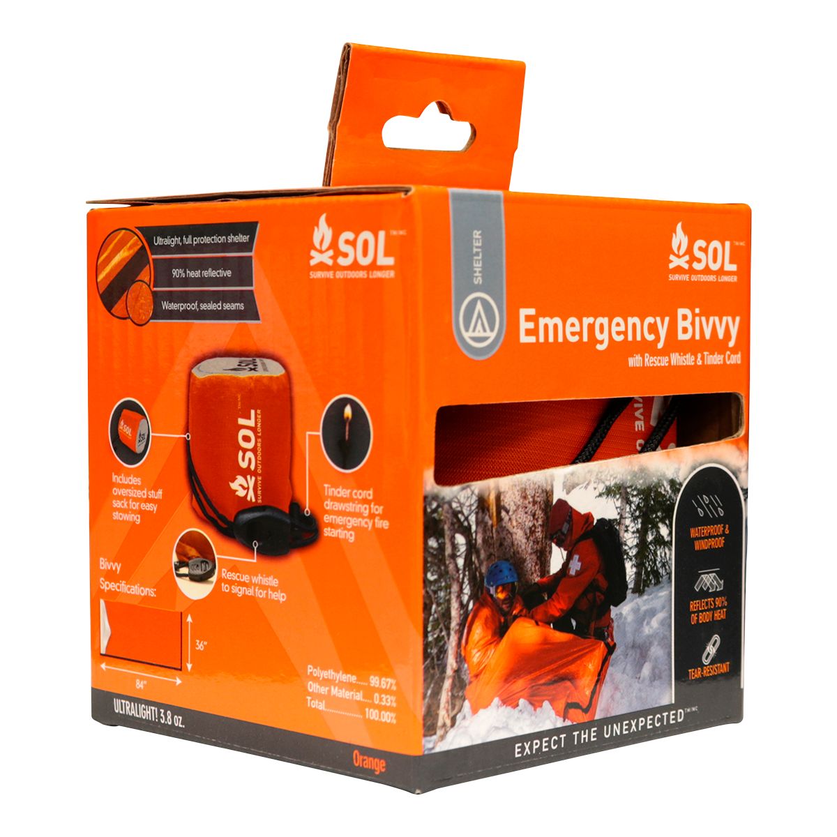 SOL Emergency Bivvy With Rescue Whistle Front_Angled_Right