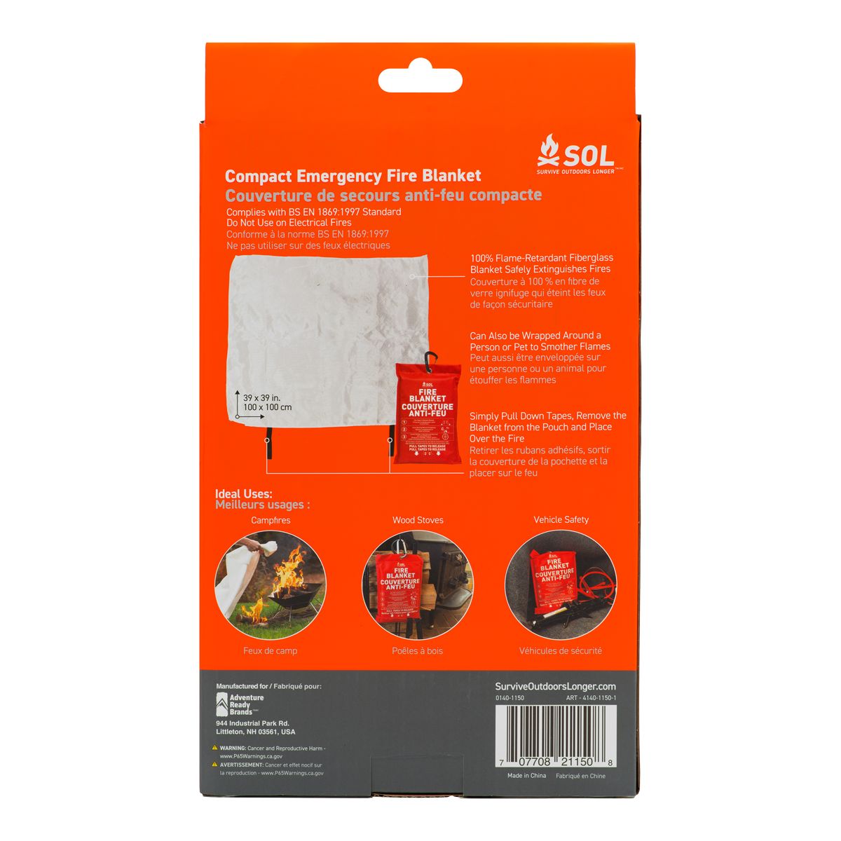 SOL Emergency Fire Blanket Compact Back_Flat