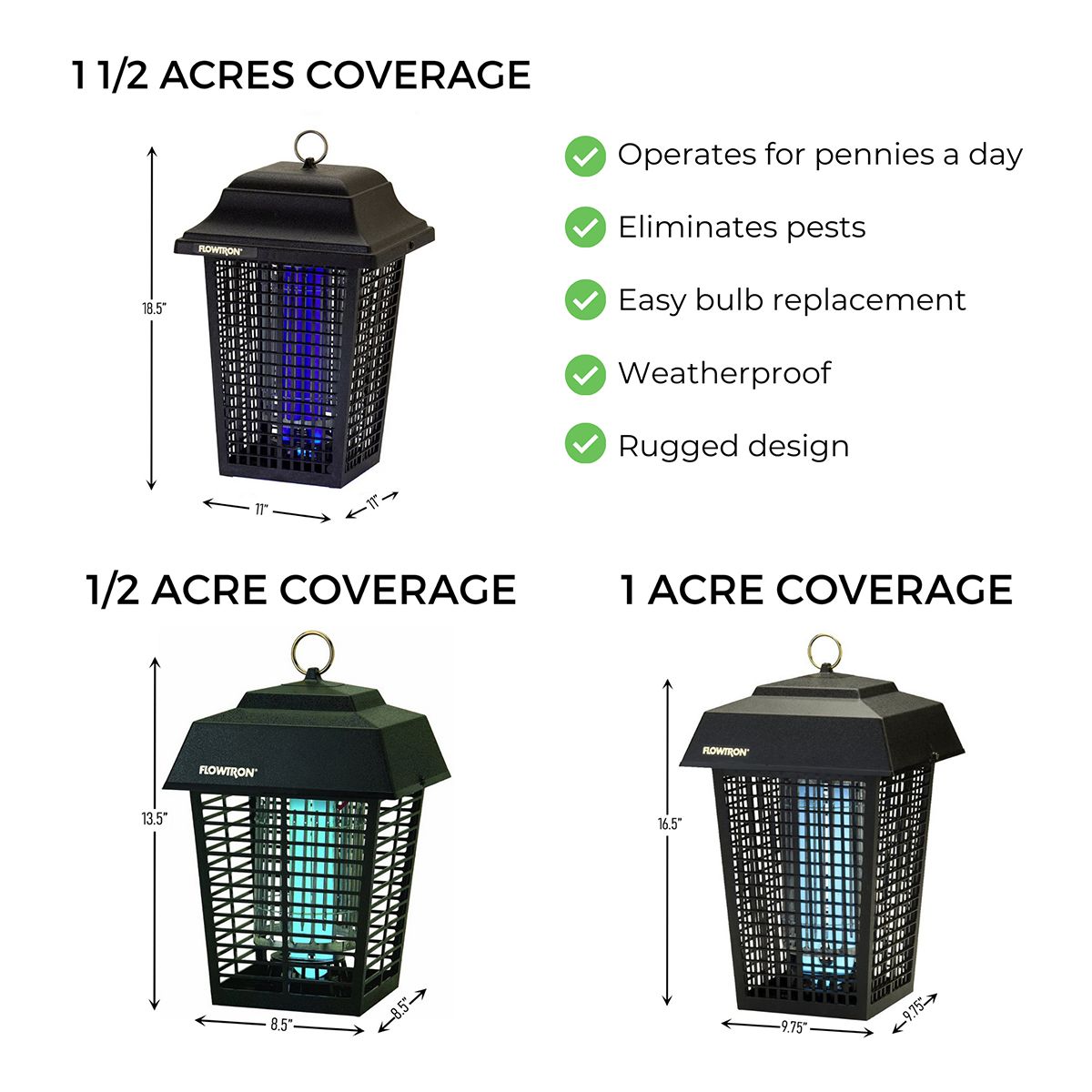 Flowtron 1.5 Acre 80 Watts Electronic Insect Killer