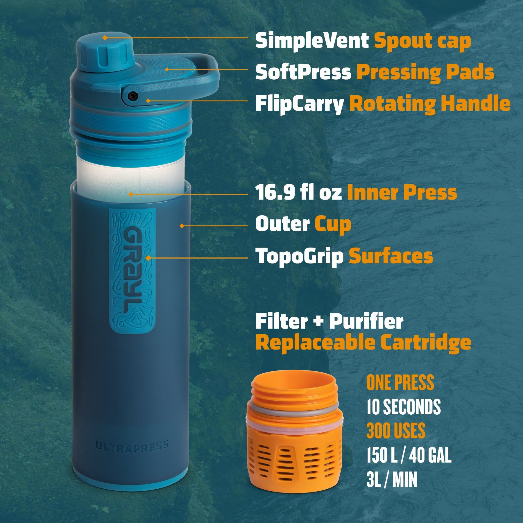 Grayl UltraPress® Water Purifier Bottle