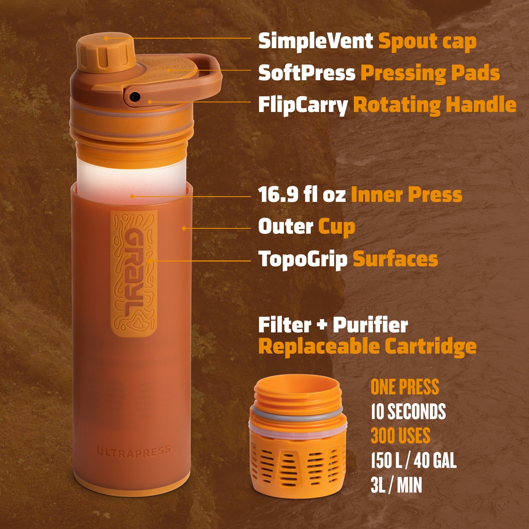 Grayl UltraPress® Water Purifier Bottle