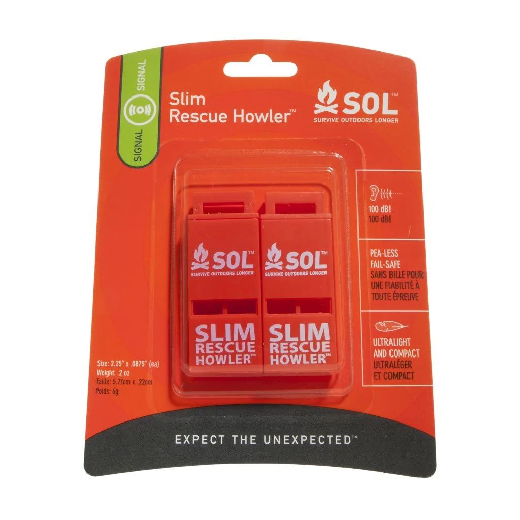 SOL Slim Rescue Whistle Howler Front_Flat