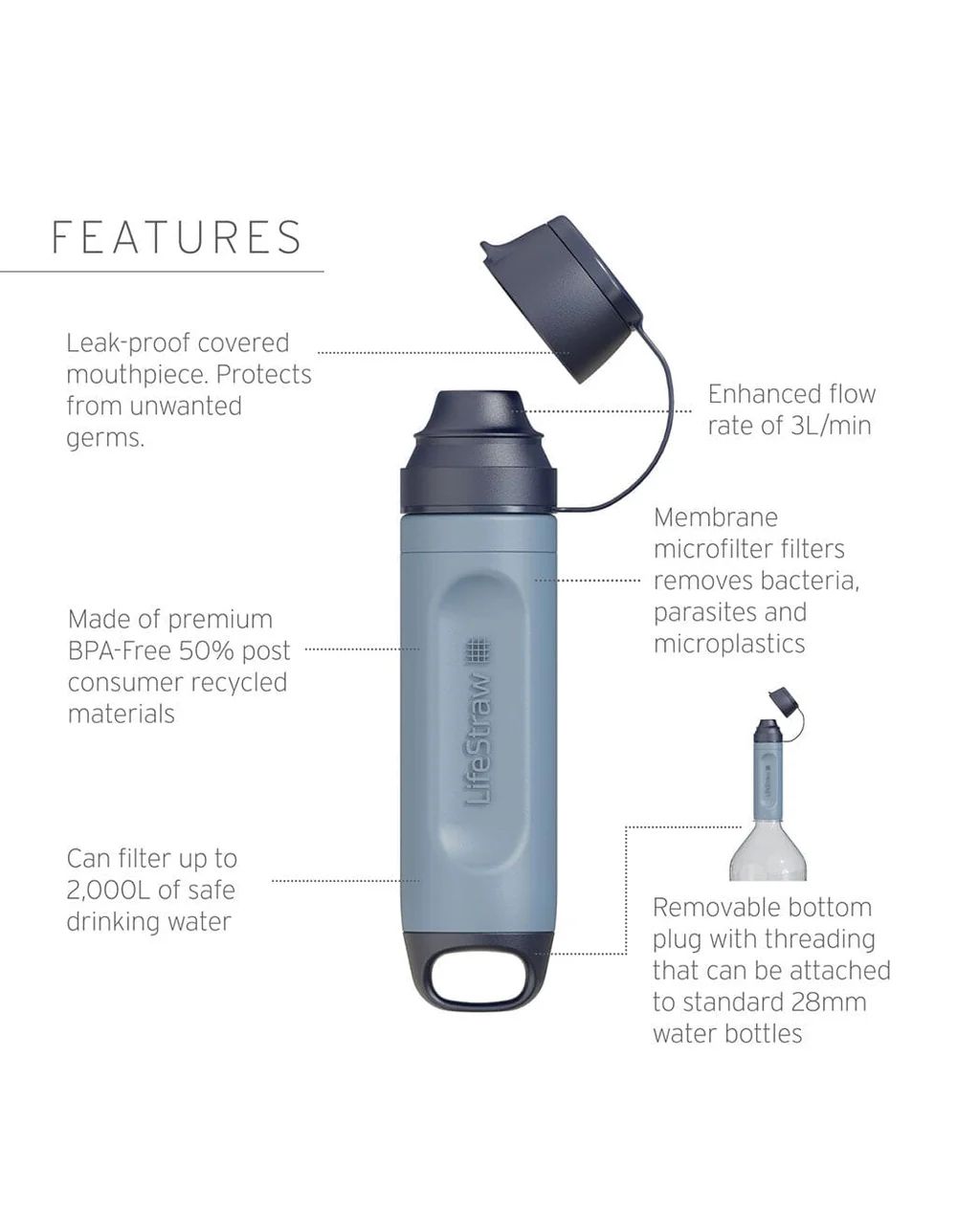 LIFESTRAW Peak Solo Portable Water Filter Front_Flat