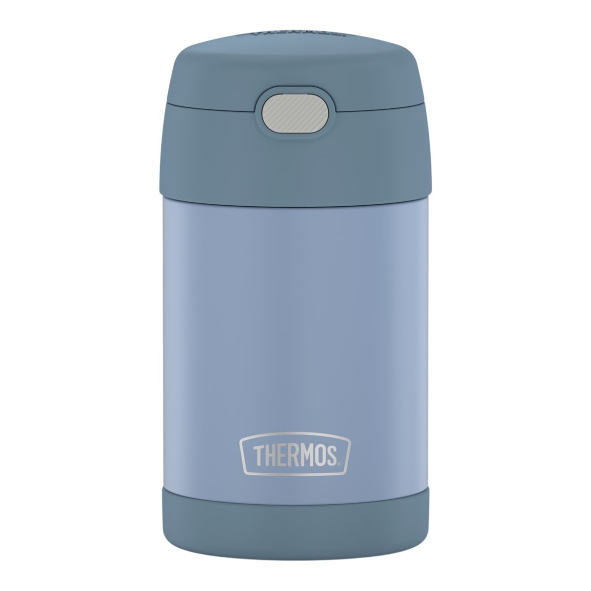 Thermos Funtainer 16 Ounce Stainless Steel Vacuum Insulated Food Jar with Folding Spoon, Denim Blue