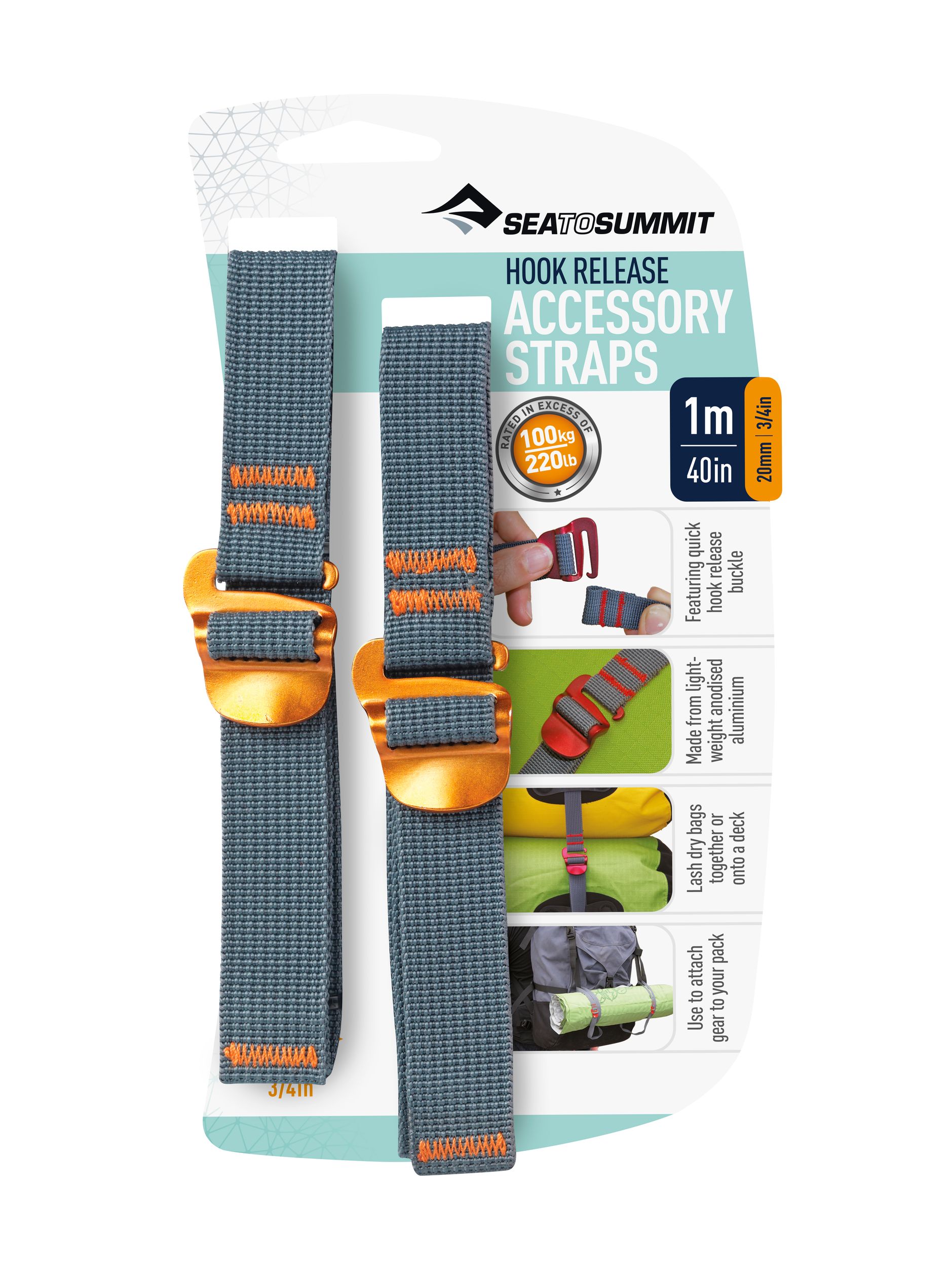 Sea to Summit Accessory Strap with Hook Release Front_Flat
