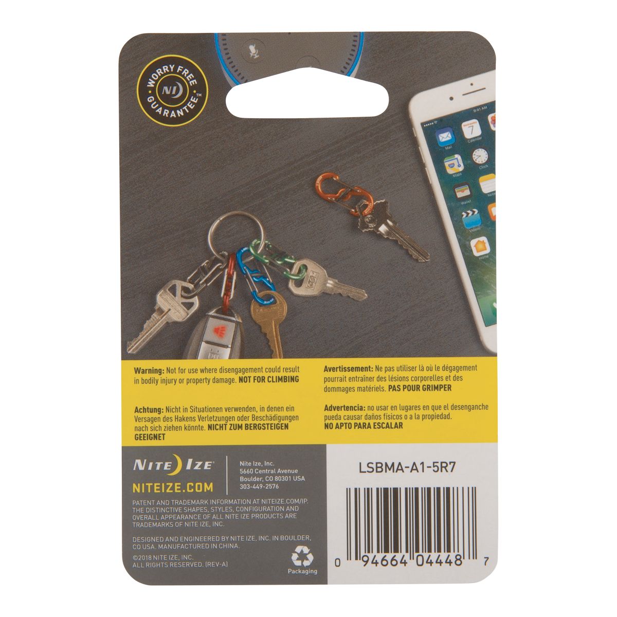 Nite Ize S-Biner MicroLock Aluminum Carabiners - 5 pk Back_Flat