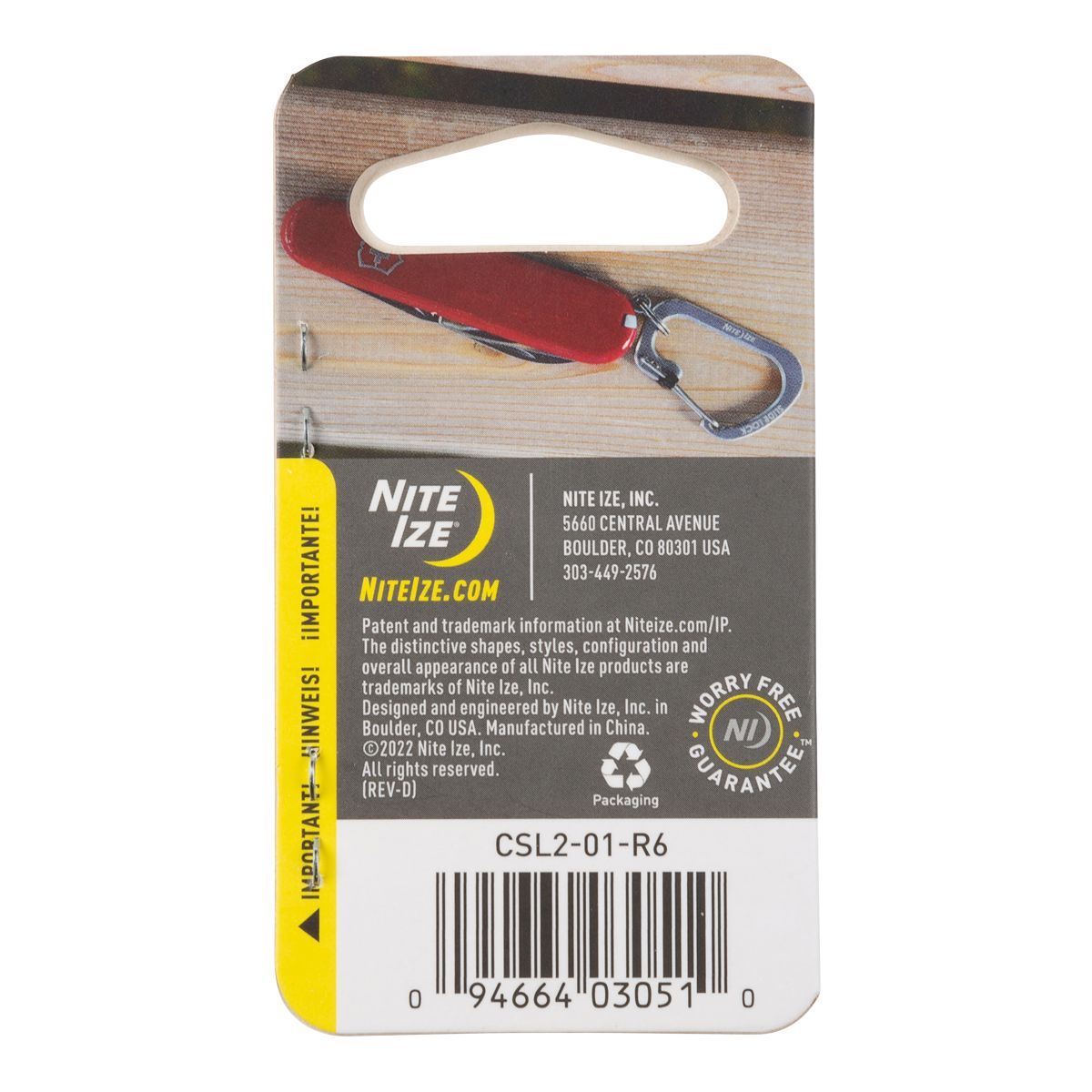 Nite Ize Slidelock Carabiner Stainless Steel Side Lock Back_Flat
