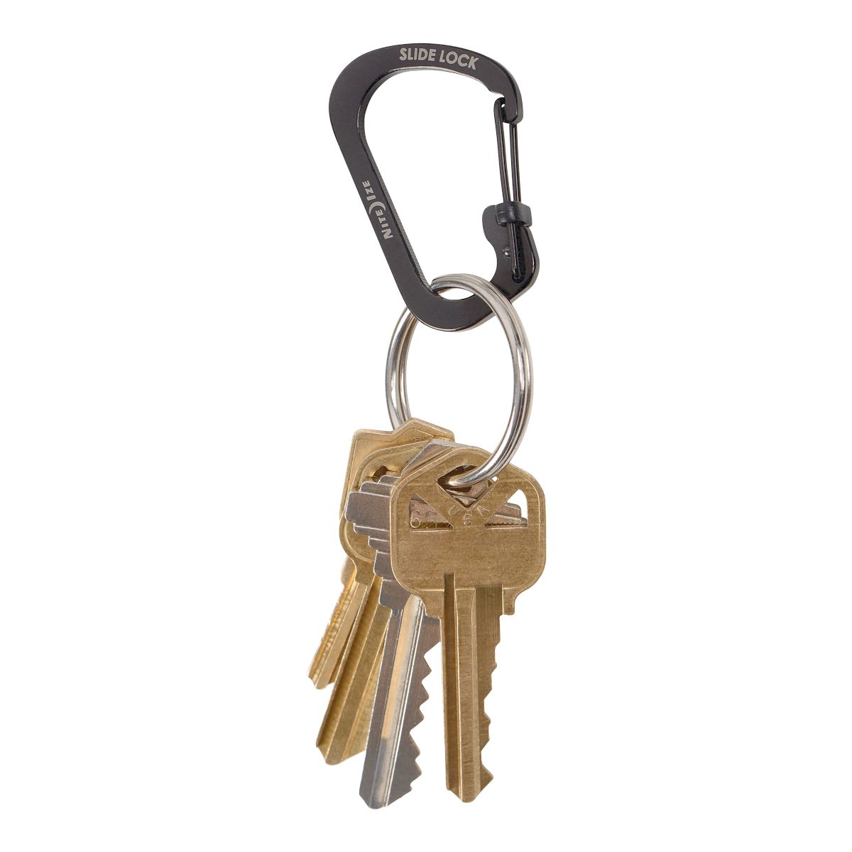 Nite Ize Slidelock Carabiner Stainless Steel Side Lock Front_Flat