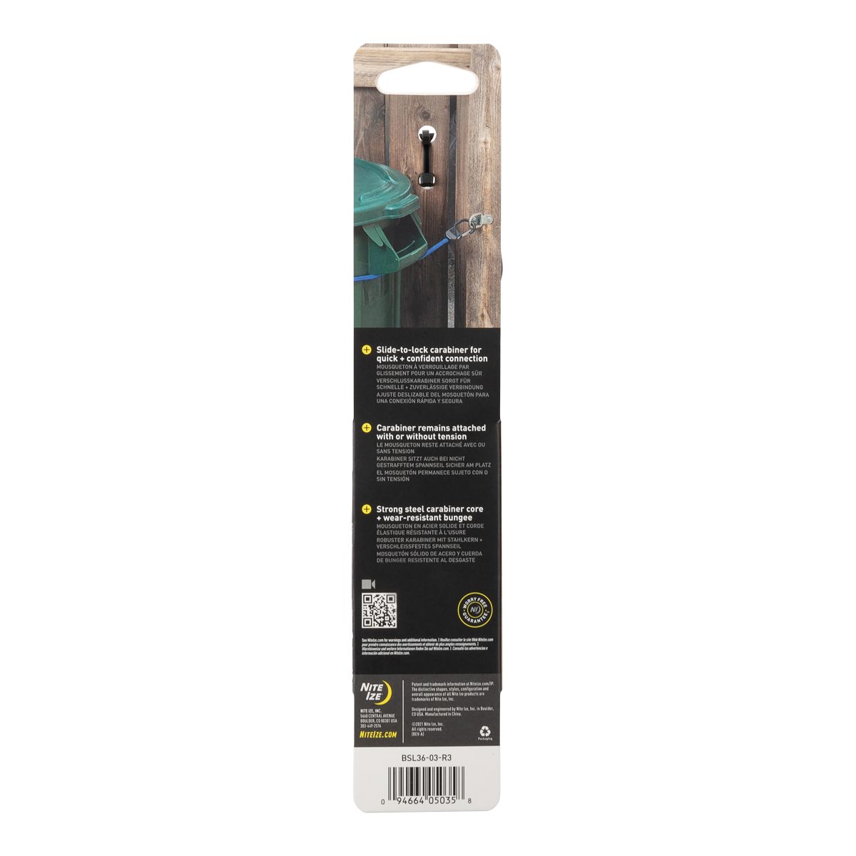 Nite Ize SlideLock Carabiner Bungee - 36 in. - Blue Back_Flat
