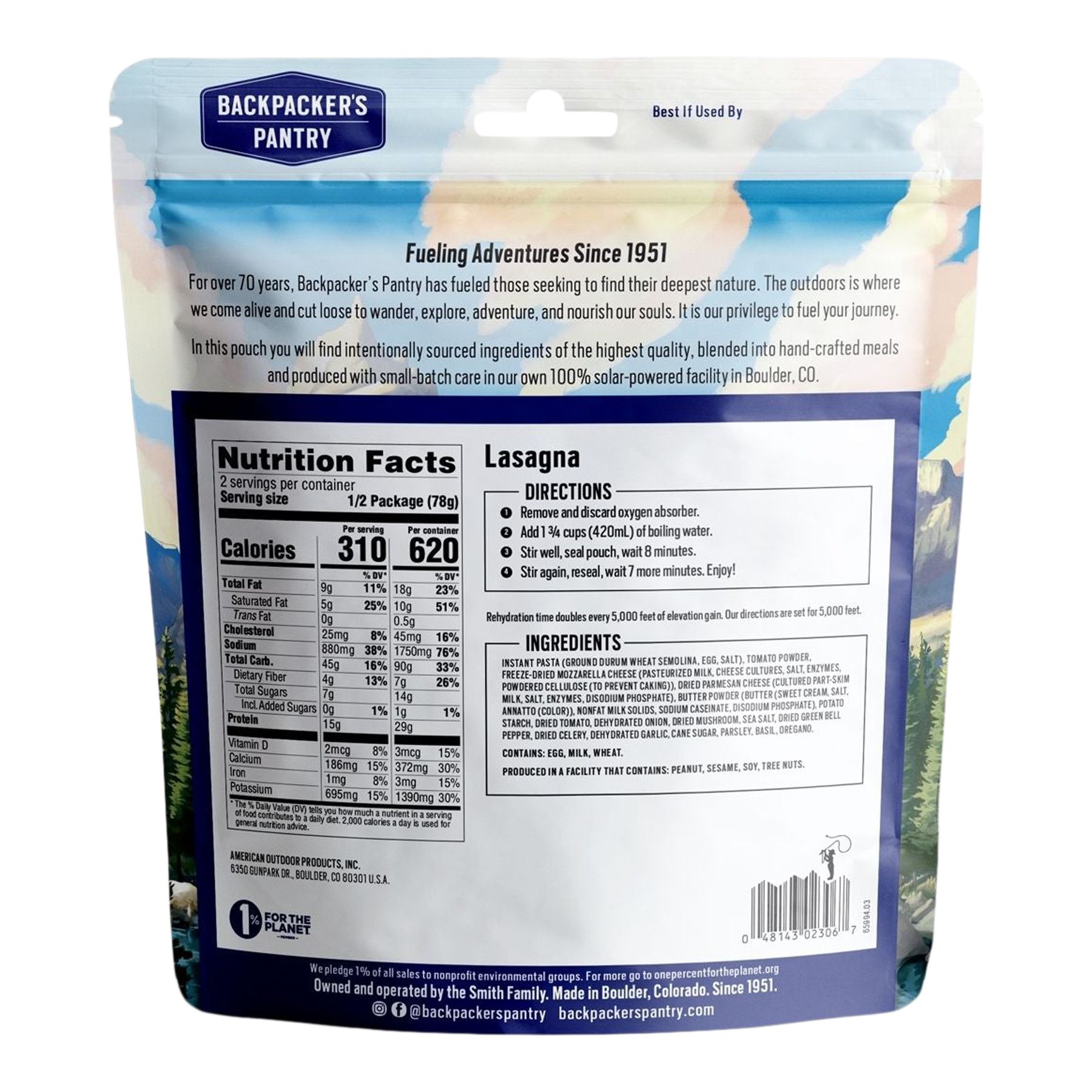 Backpacker's Pantry Lasagna