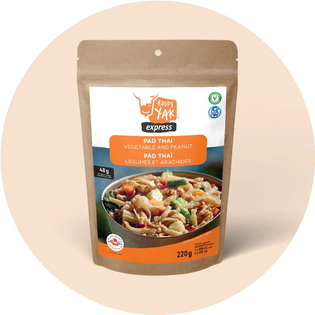 Happy Yak Pad Thai Peanuts and Vegetables Dehydrated Food Package
