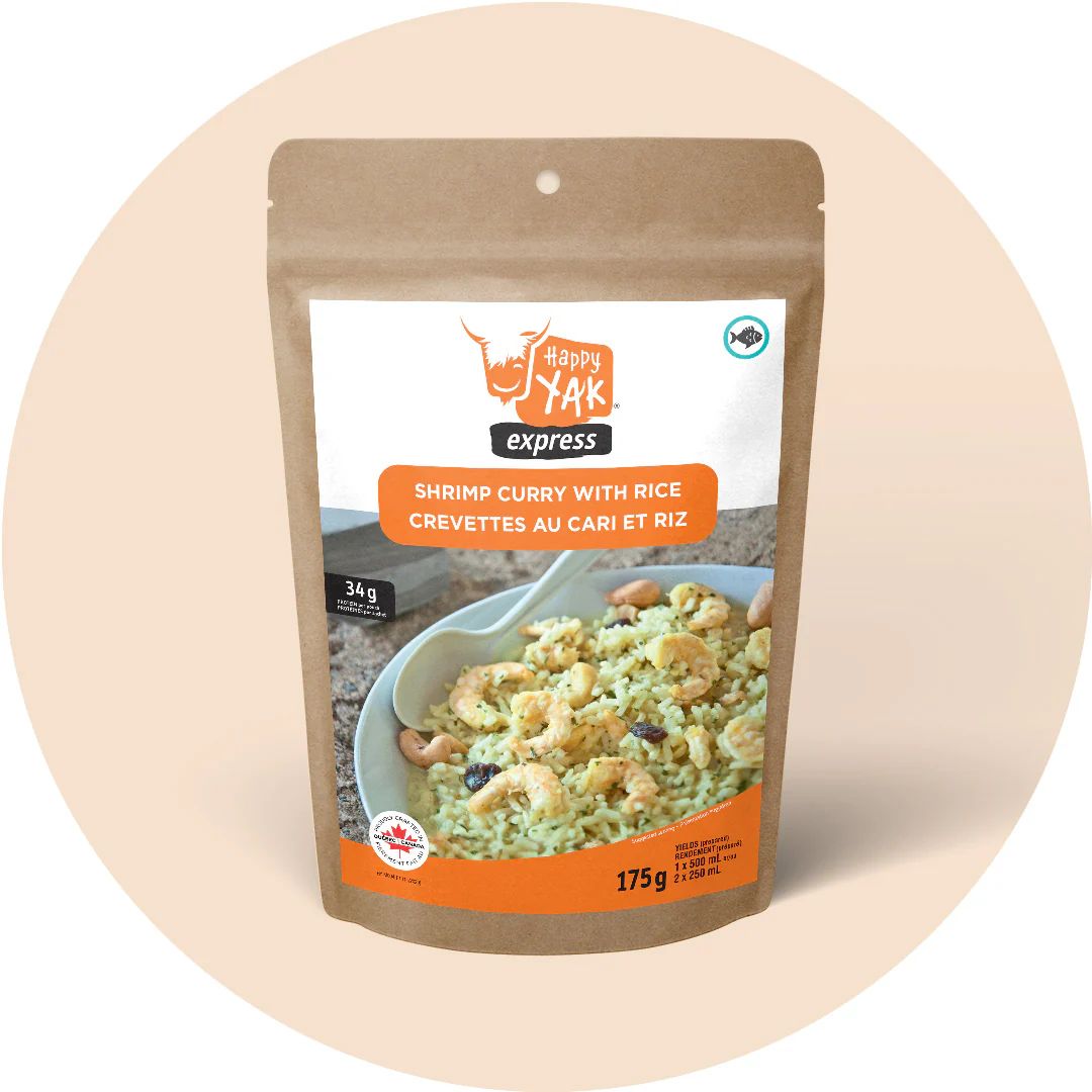 Happy Yak Shrimp Curry with Rice Dehydrated Food Package