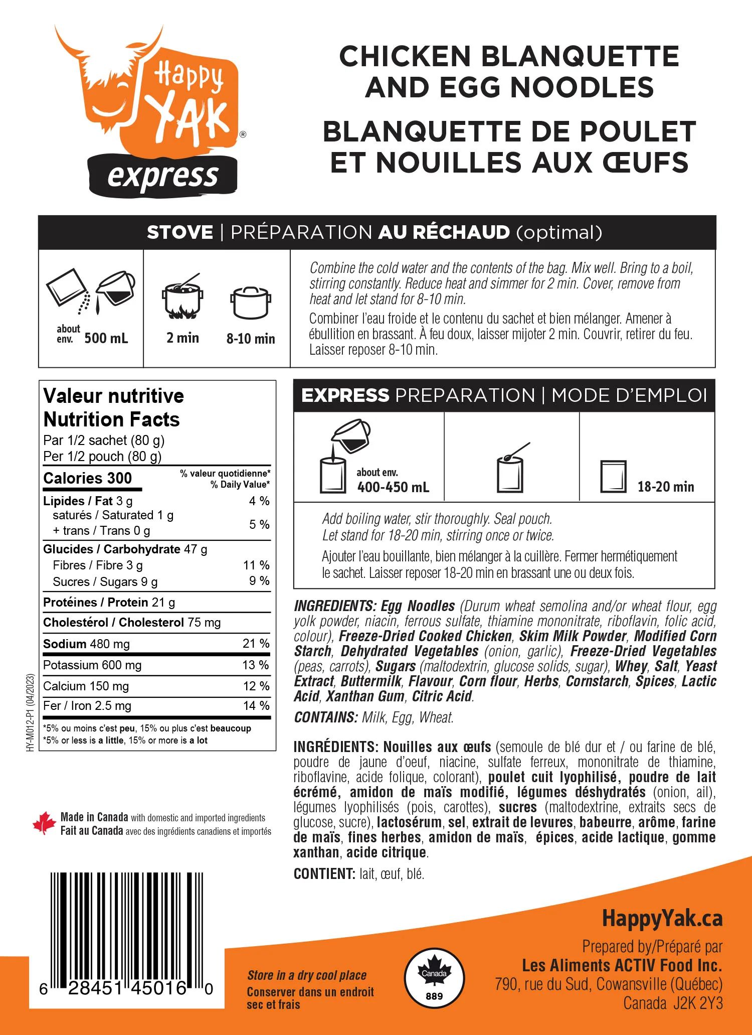 Happy Yak Blanquette Of Chicken And Egg Noodles