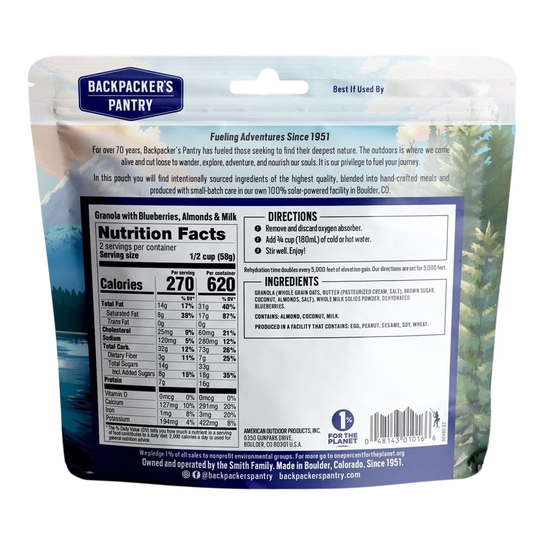 Backpacker's Pantry Granola with Almonds and Milk