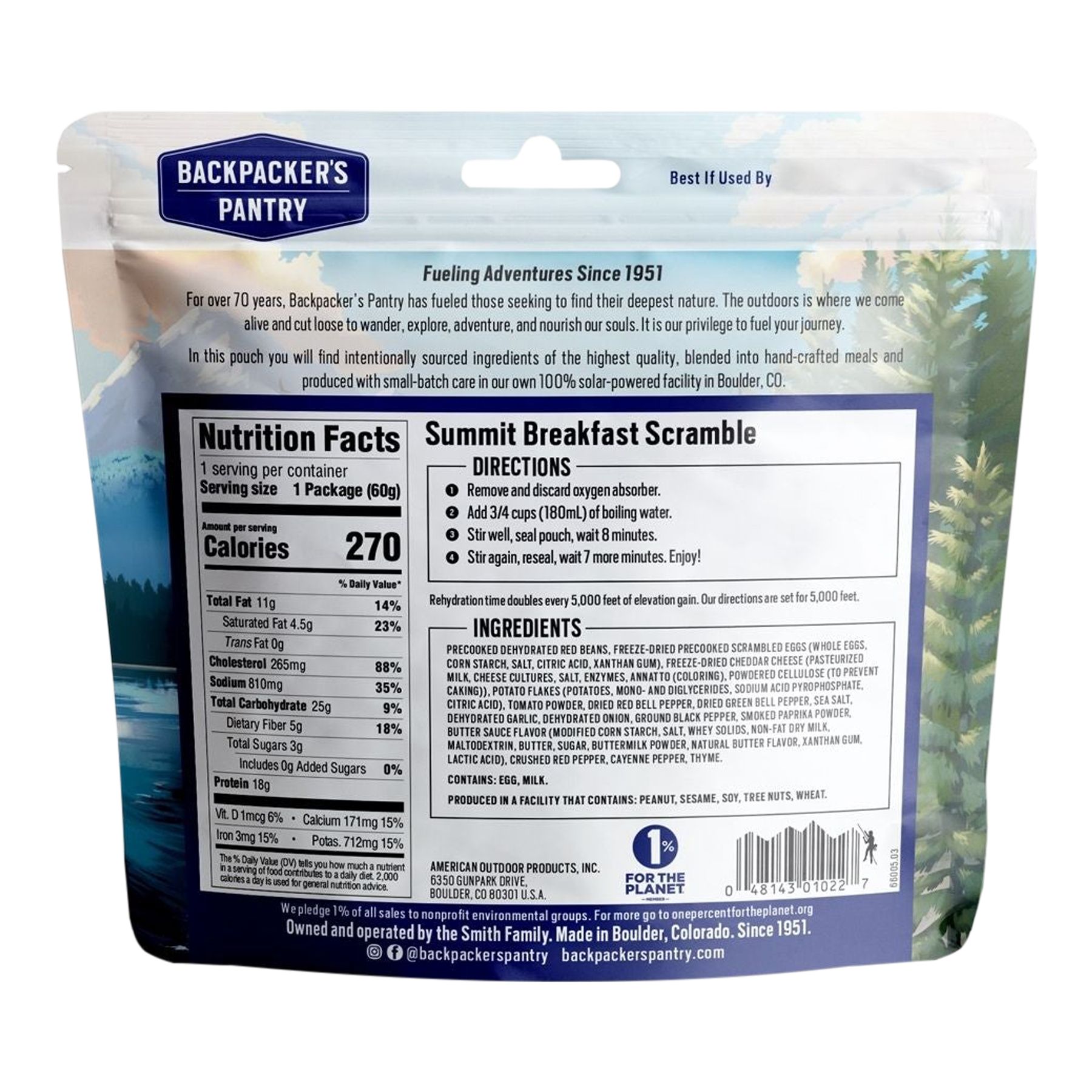 Backpacker's Pantry Summit Breakfast Scramble