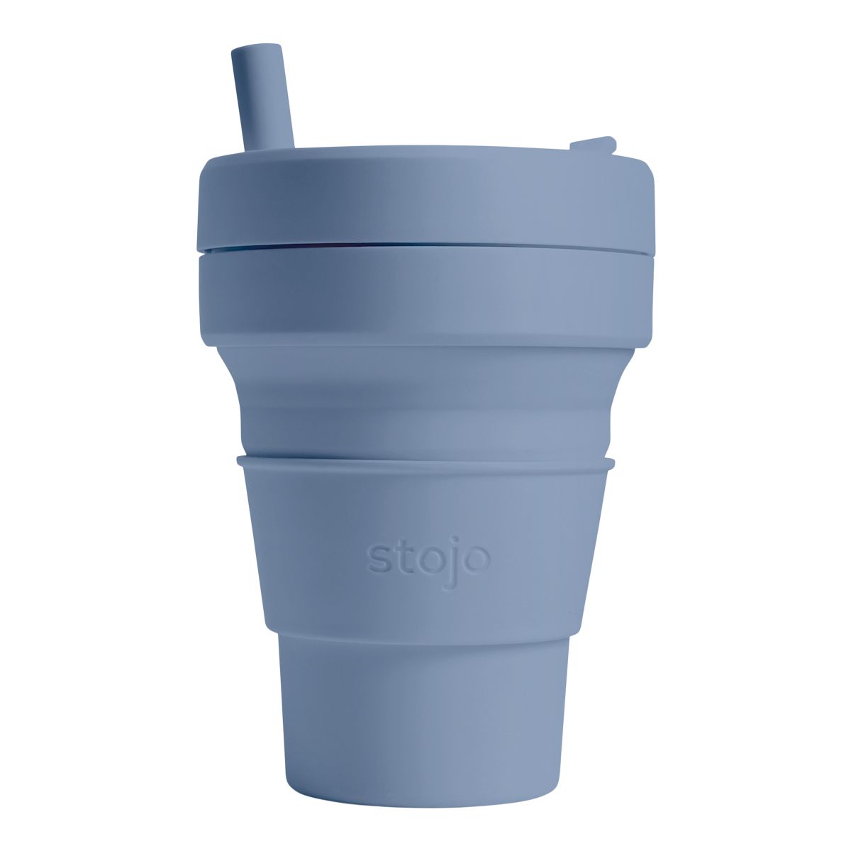 Stojo Biggie Cup 16 oz Mug, Straw Lid, Silicone, Collapsible