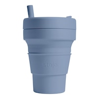 Stojo Biggie Cup 16 oz Mug, Straw Lid, Silicone, Collapsible Front_Flat