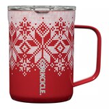 Corkcicle Fiarisle 16 oz Mug, Sliding Lid, Insulated Stainless Steel Front_Flat