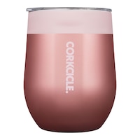 Corkcicle Stemless 12 oz Wine Tumbler, Sliding Lid, Insulated Stainless Steel Front_Flat